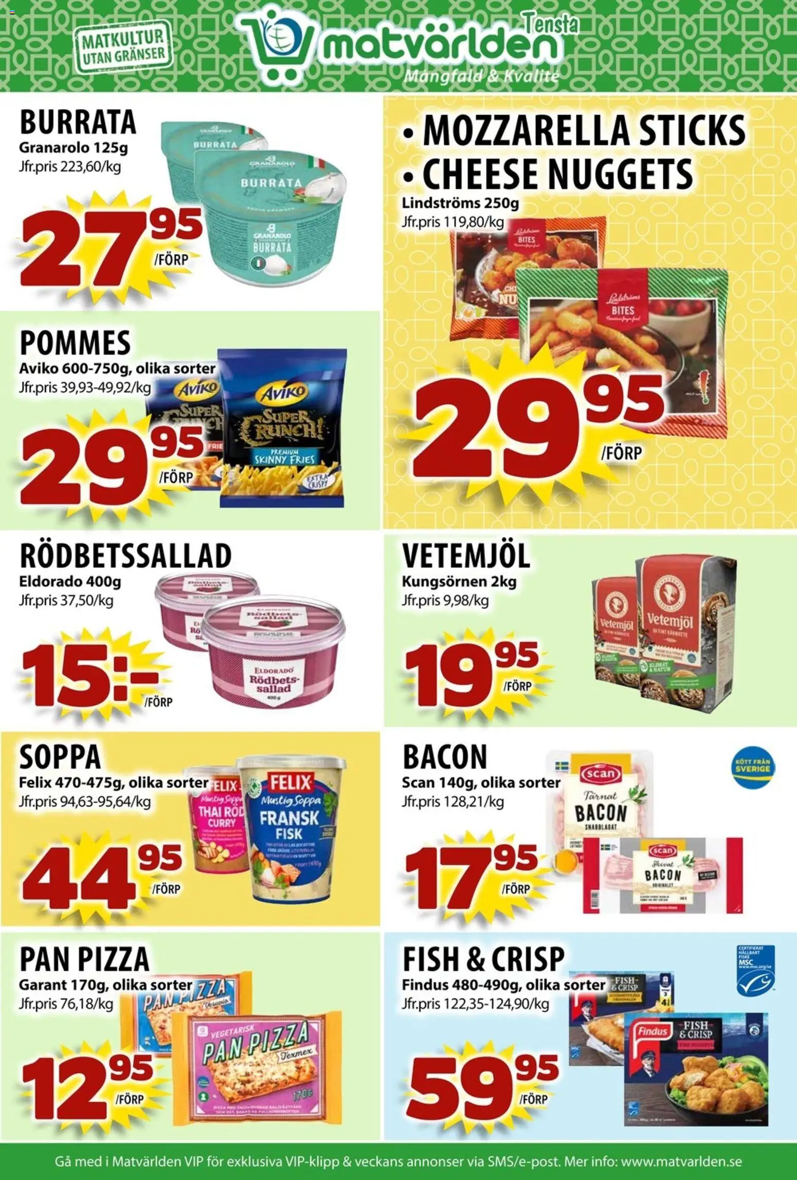 Matvärlden reklamblad aktuell från 01.12.2025 | Sida: 7 | Produkter: Rödbetssallad, Burrata, Pizza, Soppa