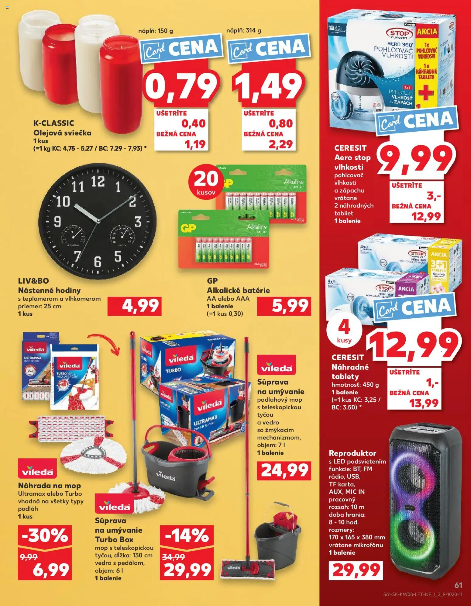 Nové Kaufland akcie – leták je platný od 19.02.2026 | Strana: 61 | Produkty: Nástenne hodiny, Hodiny, Pohlcovač vlhkosti, Pero