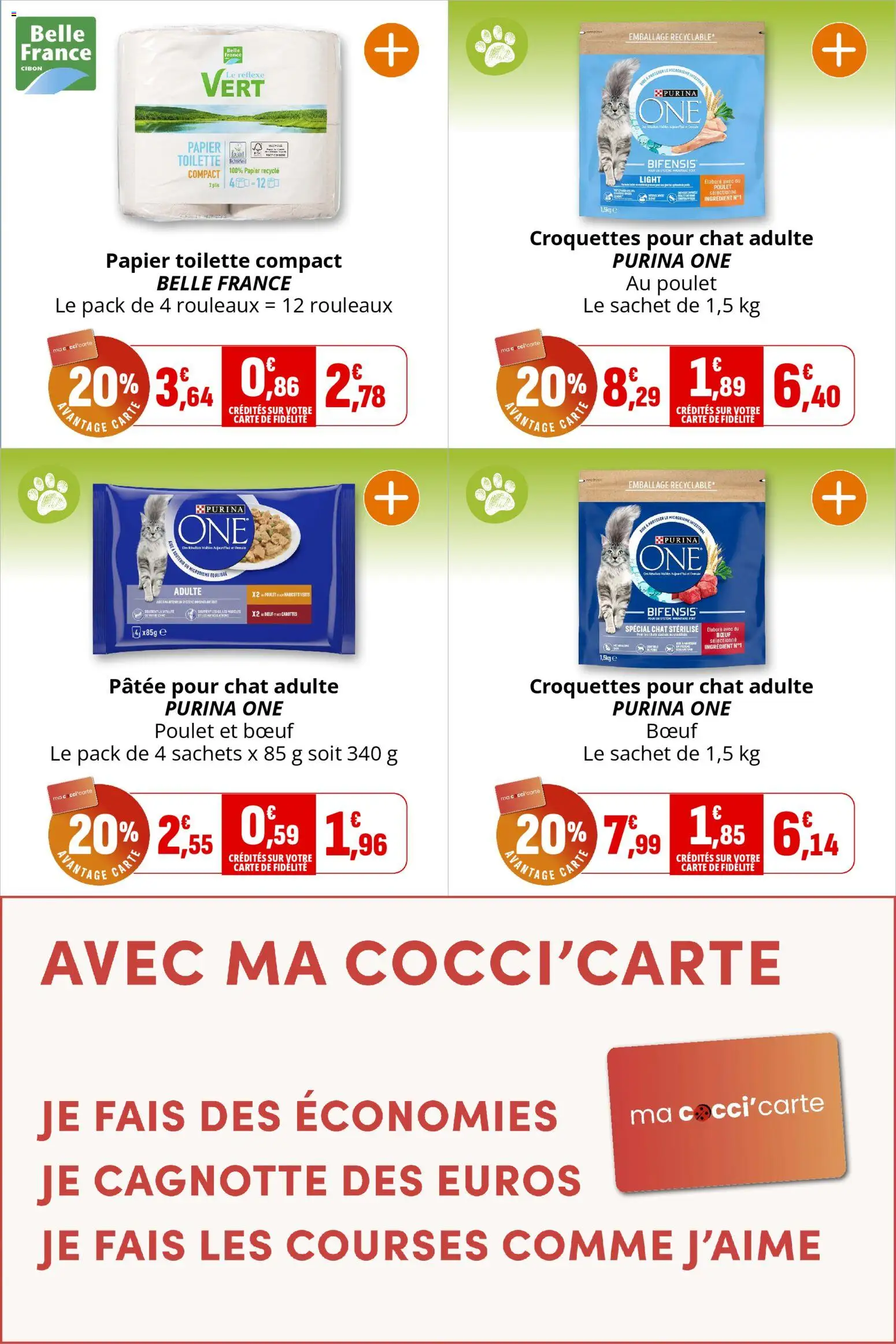 {H1} | Page: 24 | Produits: Carottes, Papier toilette, Haricots verts, Croquettes pour chat