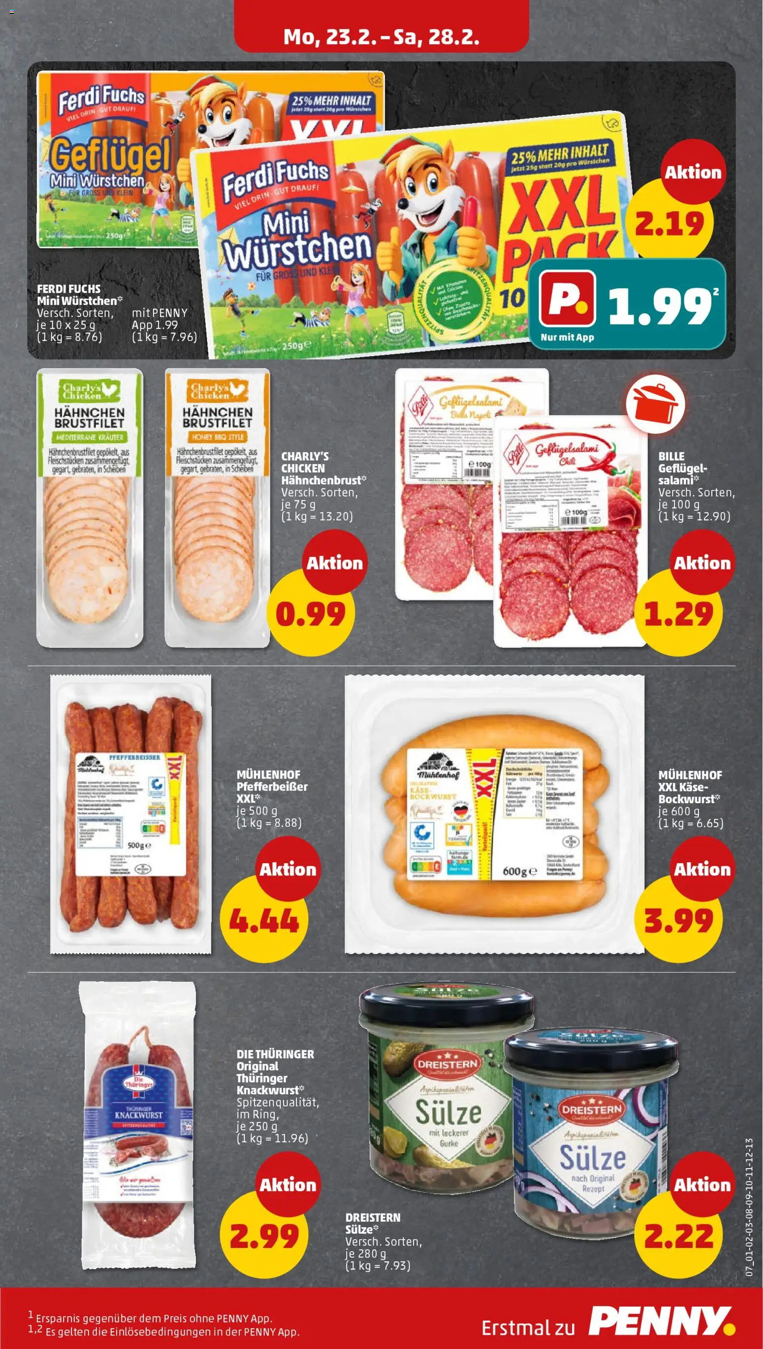 Penny Prospekt 	 – gültig ab 23.02.2026 | Seite: 11 | Produkte: Bockwurst, Hahnchen, Käse, Wurst