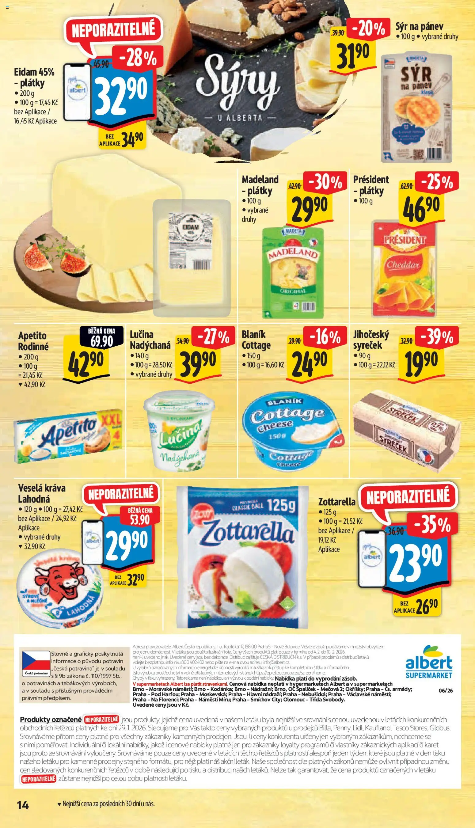 Albert leták - Supermarket od 04.02.2026 | Strana: 22 | Produkty: Pánev, Sýr na pánev, Cheddar, Cottage