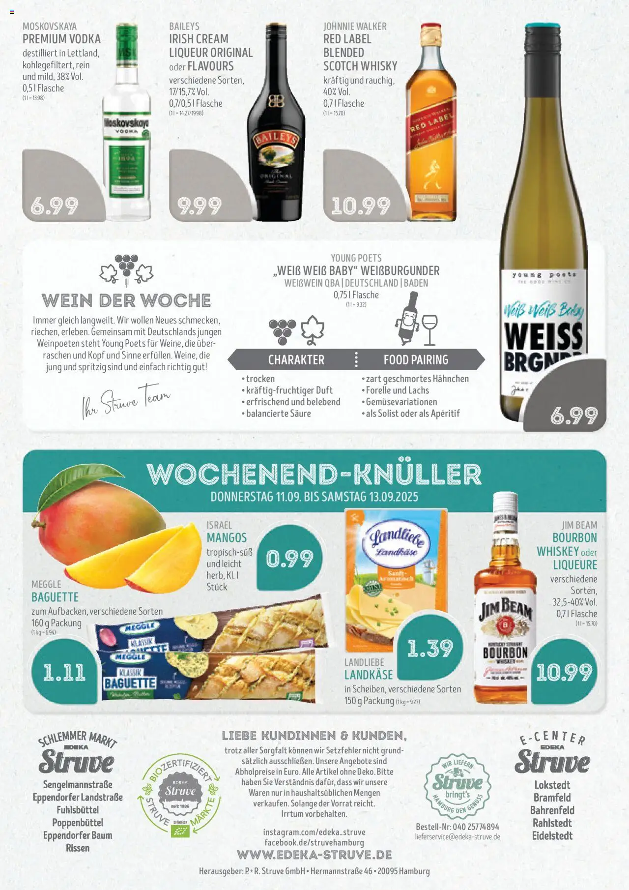 Edeka Struve Prospekt 	 – gültig ab 08.09.2025 | Seite: 15 | Produkte: Hahnchen, Baguette, Lachs, Vodka