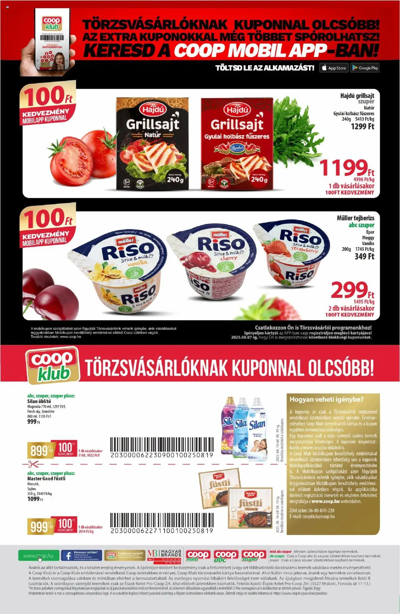 COOP akciós ujság - amely érvényes a következő dátumtól: 14.08.2025 | Oldal: 12 | Termékek: Tejberizs, Kolbász, Meggy, Öblítő