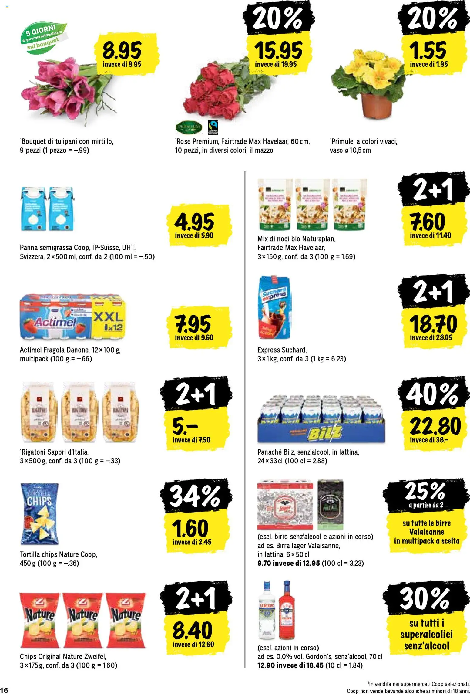 Coop - Una settimana di azioni – gültig ab 08.01.2026 | Seite: 16 | Produkte: Actimel, Gin, Pasta, Chips