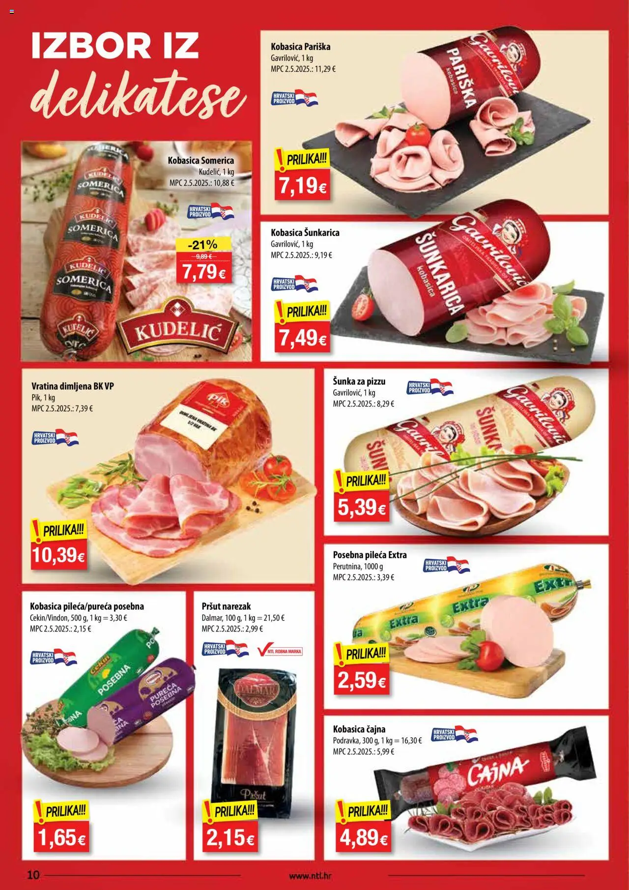 NTL katalog | vrijedi od 08.10.2025 | Stranica: 10 | Proizvodi: Šunka, Pršut, Narezak, Kobasica