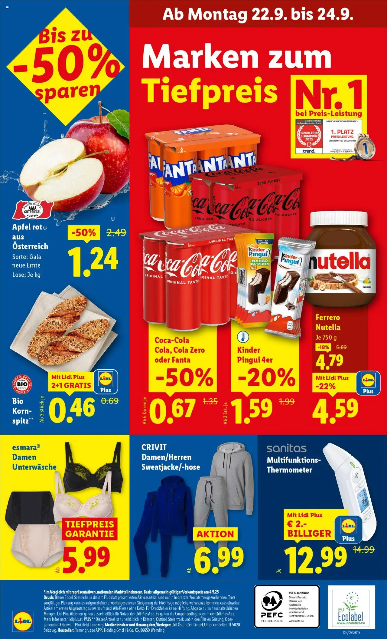 Lidl Flugblatt - Oberpullendorf, Güssing, Oberwart gültig ab 18.09.2025 | Seite: 40 | Produkte: Unterwäsche, Zucker, Mango, Äpfel