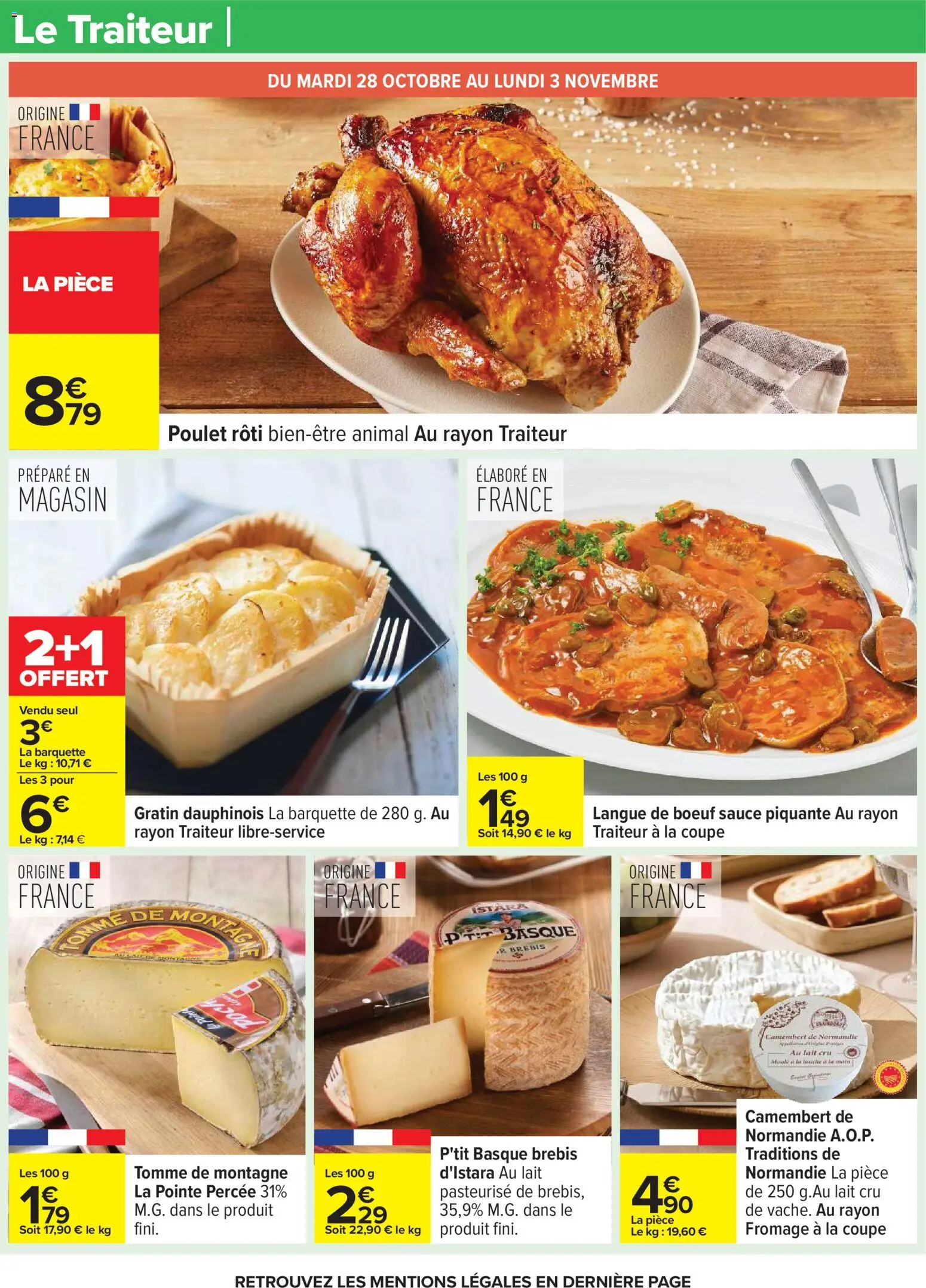 {H1} | Page: 21 | Produits: Langue de bœuf, Lait, Fromage, Camembert