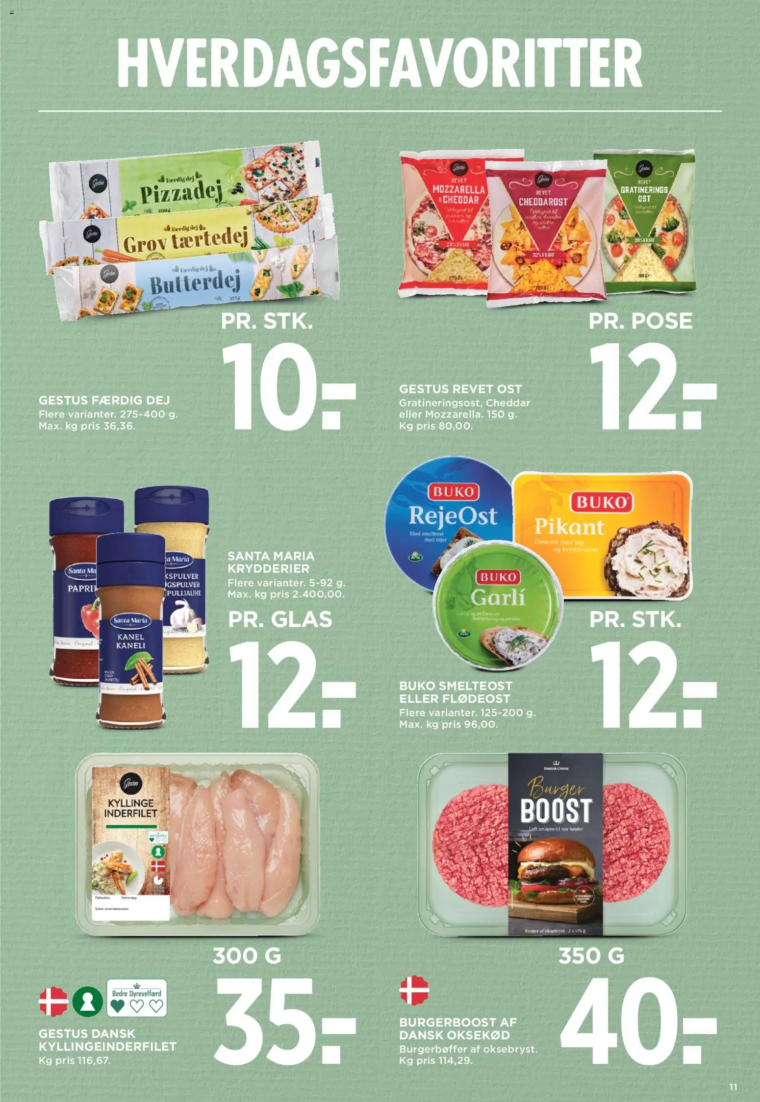 Meny tilbudsavis – gyldig fra 24.04.2026 | Side: 11 | Produkter: Ost, Oksekød, Is, Mozzarella