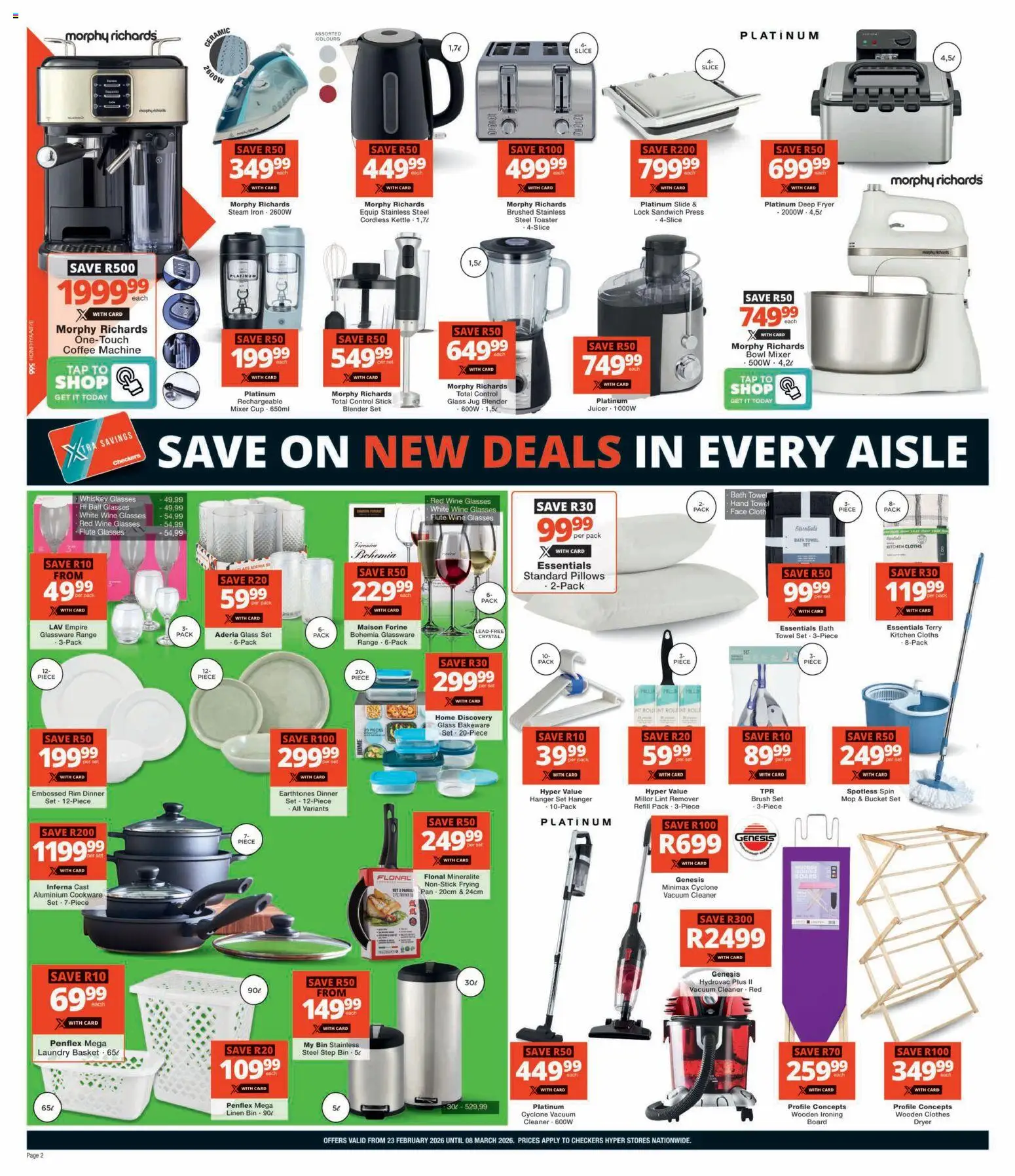 New Checkers catalogue – valid from 23.02.2026 | Page: 2 | Products: Glasses, Deep fryer, Coffee, Cookware