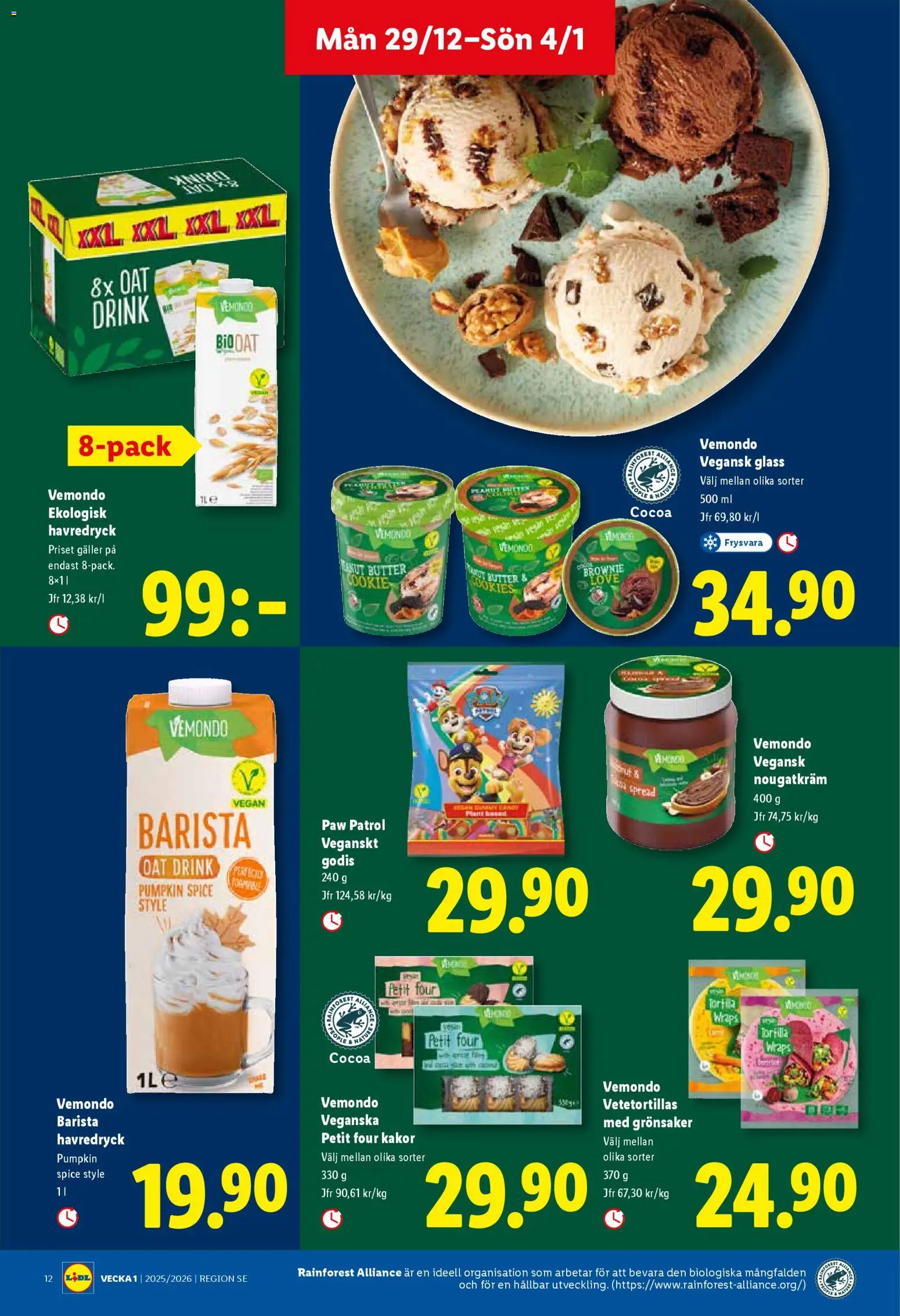Lidl reklamblad aktuell från 29.12.2025 | Sida: 12 | Produkter: Galler, Havredryck, Godis, Glass