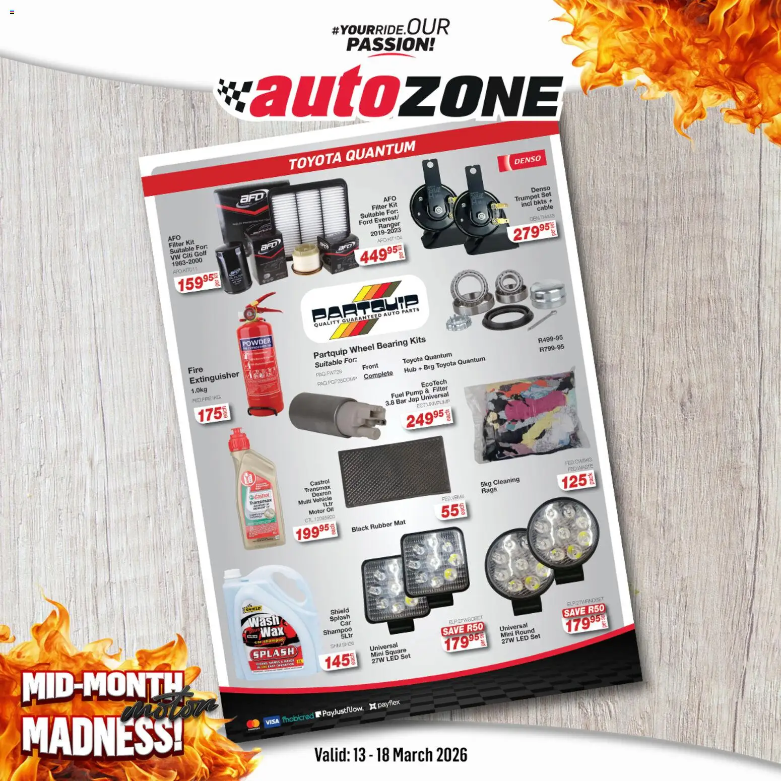New AutoZone catalogue – valid from 13.03.2026 | Page: 2 | Products: Rags, Oil, Powder, Shampoo
