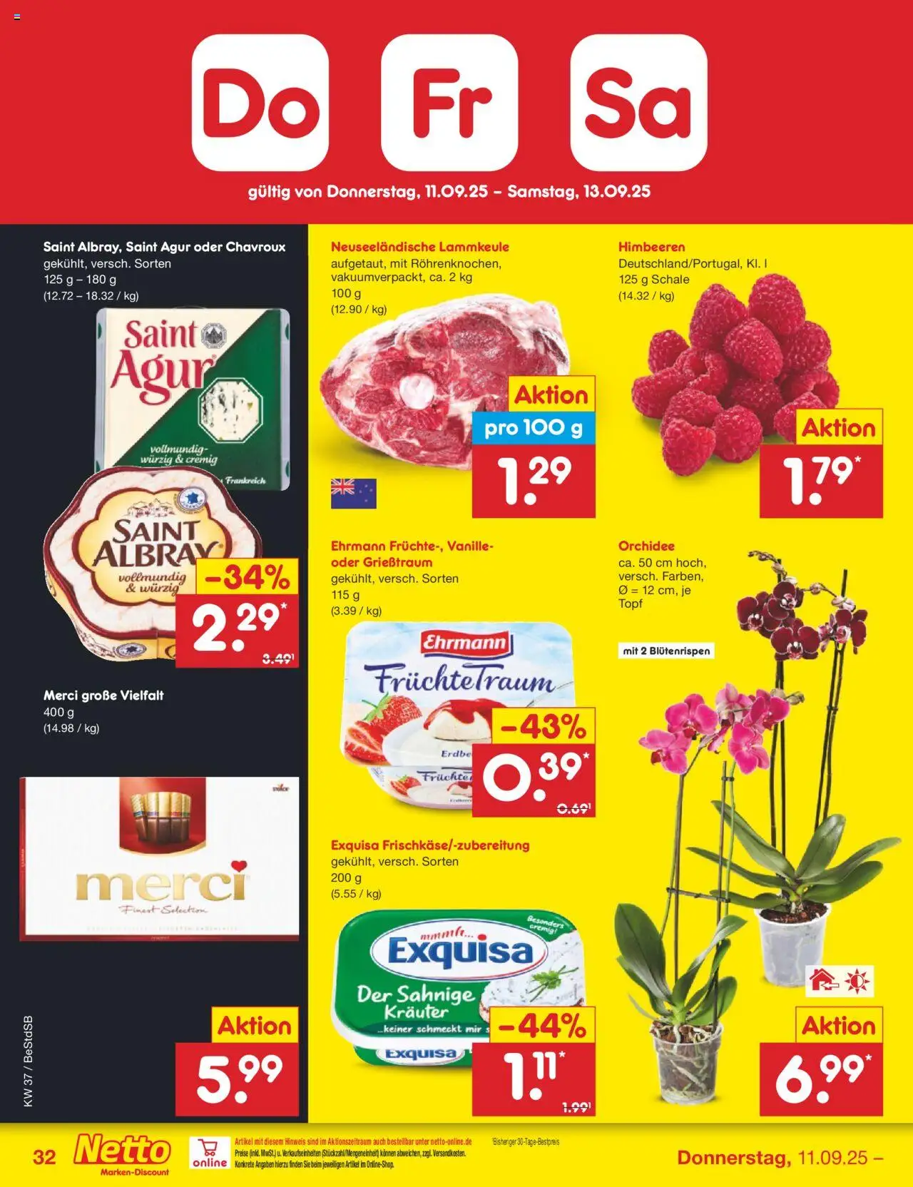 Netto Marken-Discount Prospekt 	 – gültig ab 08.09.2025 | Seite: 50 | Produkte: Himbeeren, Merci, Orchidee, Exquisa