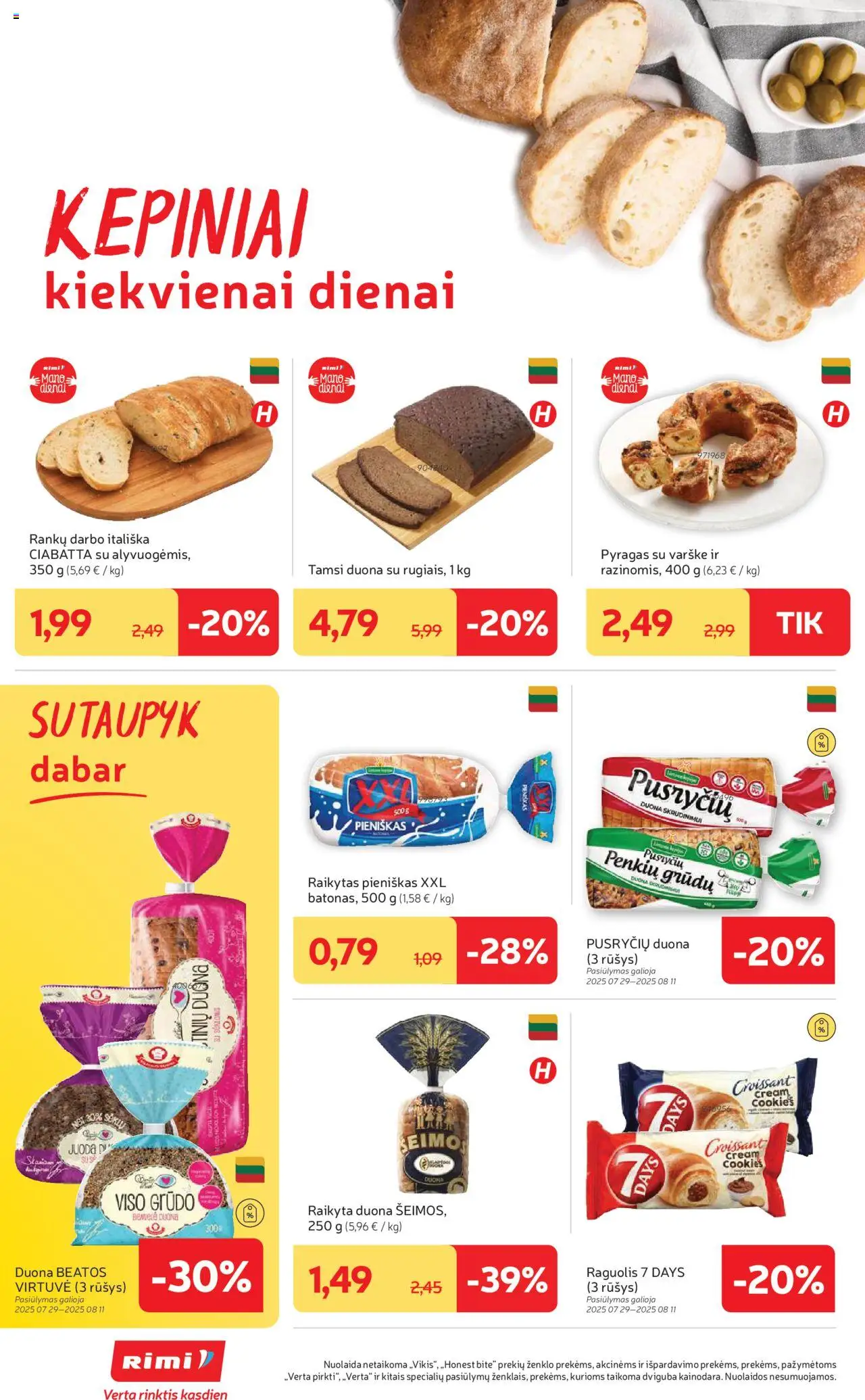 Rimi leidinys│galioja nuo 05.08.2025 | Puslapis: 16 | Prekių: Duona skrudinimui, Pyragas, Duona, Varškė