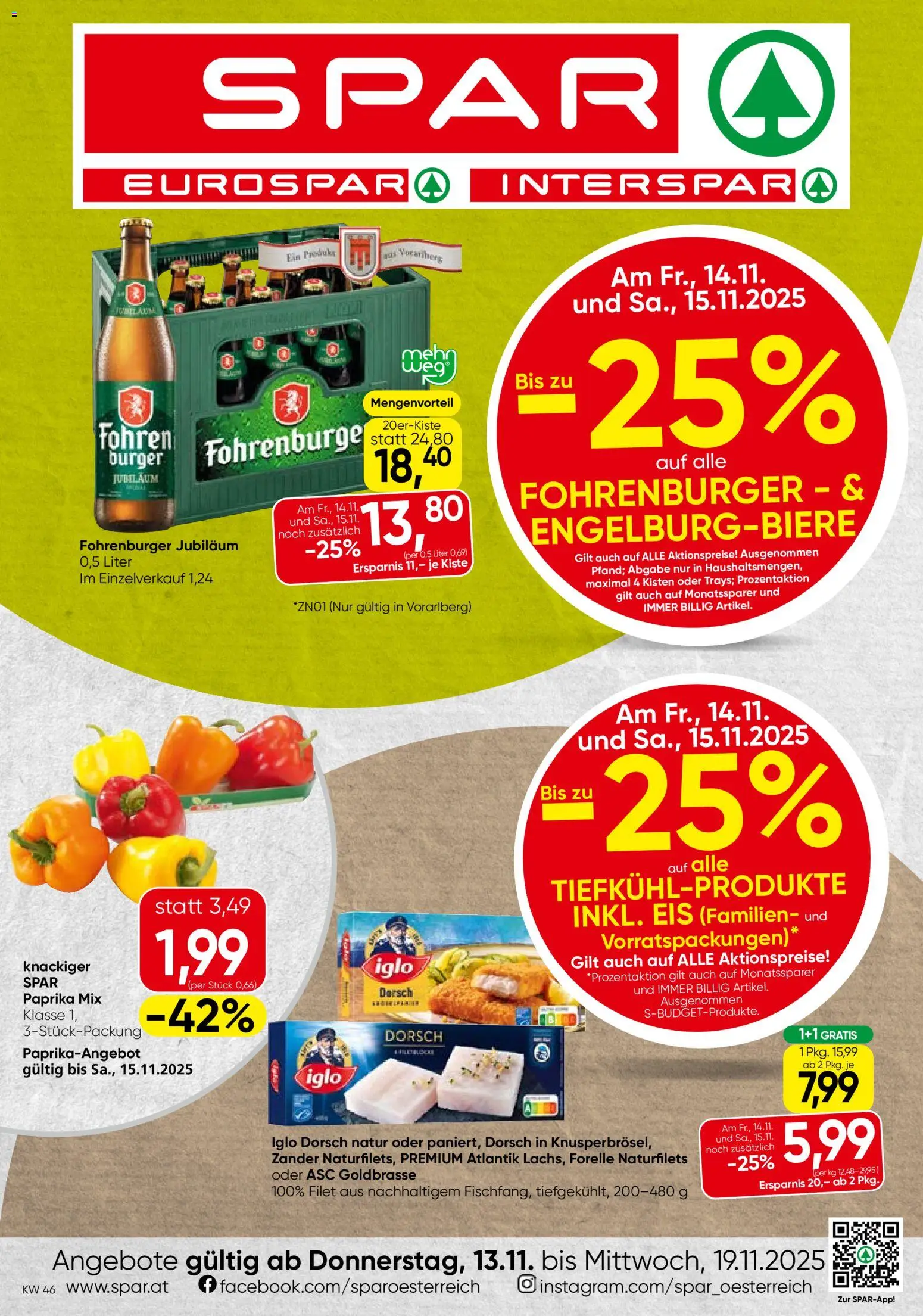 Spar Flugblatt - Vorarlberg gültig ab 13.11.2025 | Seite: 1 | Produkte: Eis