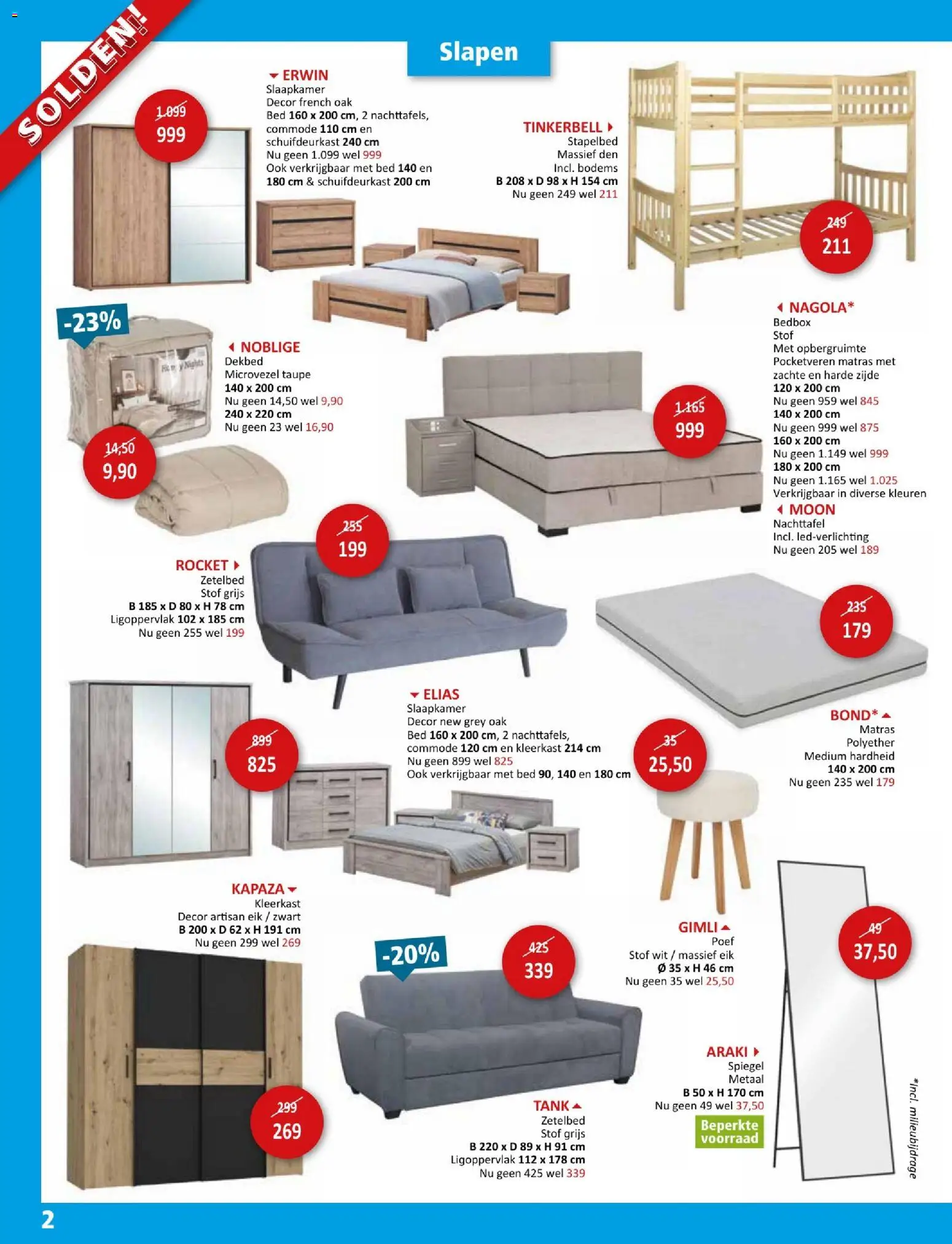 {H1} | Pagina: 2 | Producten: Bed, Matras, Spiegel, Dekbed