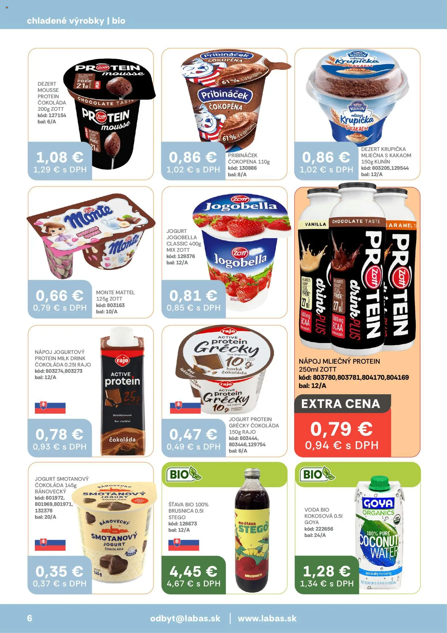 Nové Labaš akcie – leták je platný od 13.02.2026 | Strana: 6 | Produkty: Jogurt, Protein, Čokoláda, Voda