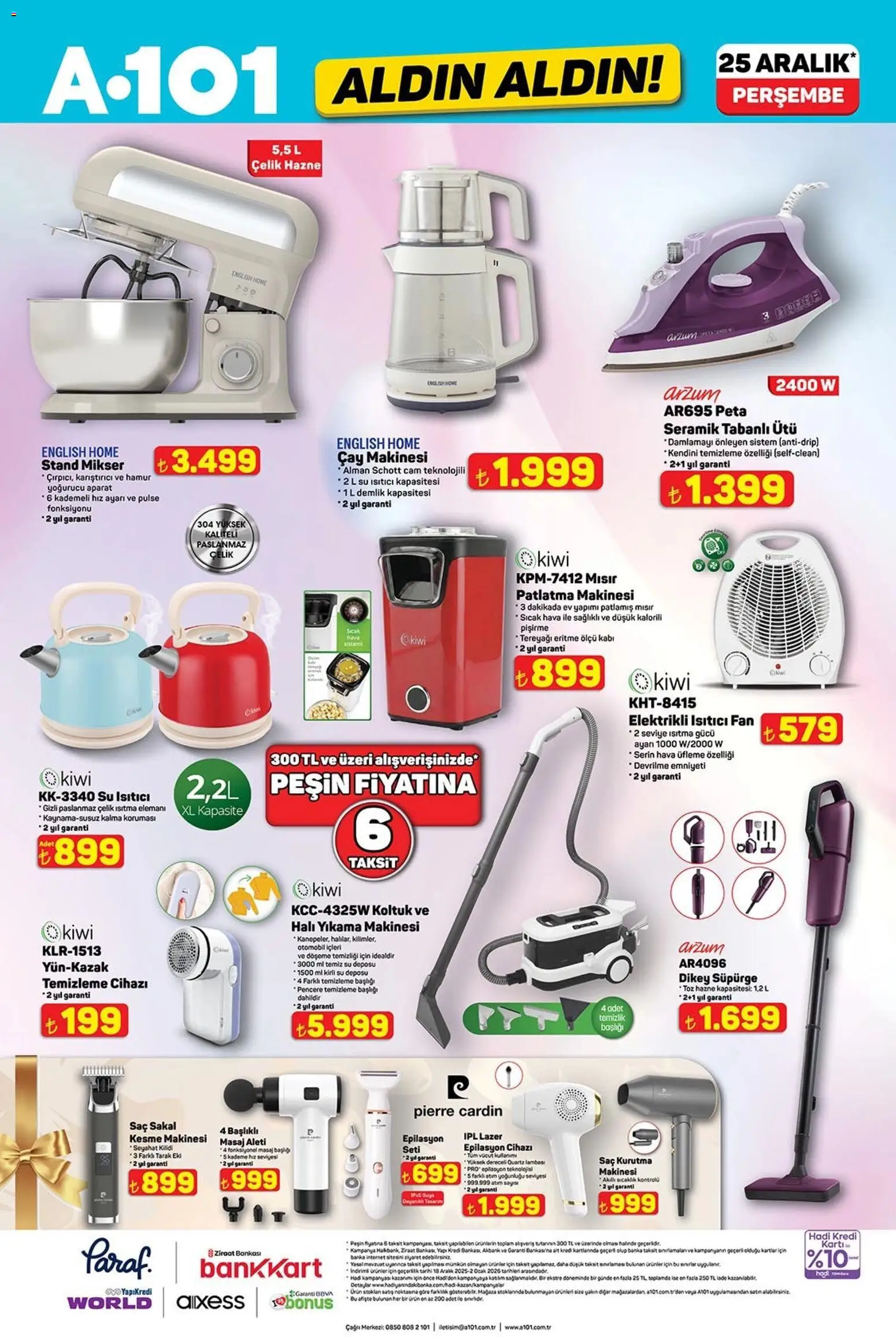 A101 Katalog Aldın Aldın - 25.12.2025 tarihinden itibaren geçerlidir | Sayfa: 12 | Ürünler: Mikser, Demlik, Elektrikli ısıtıcı, Fan