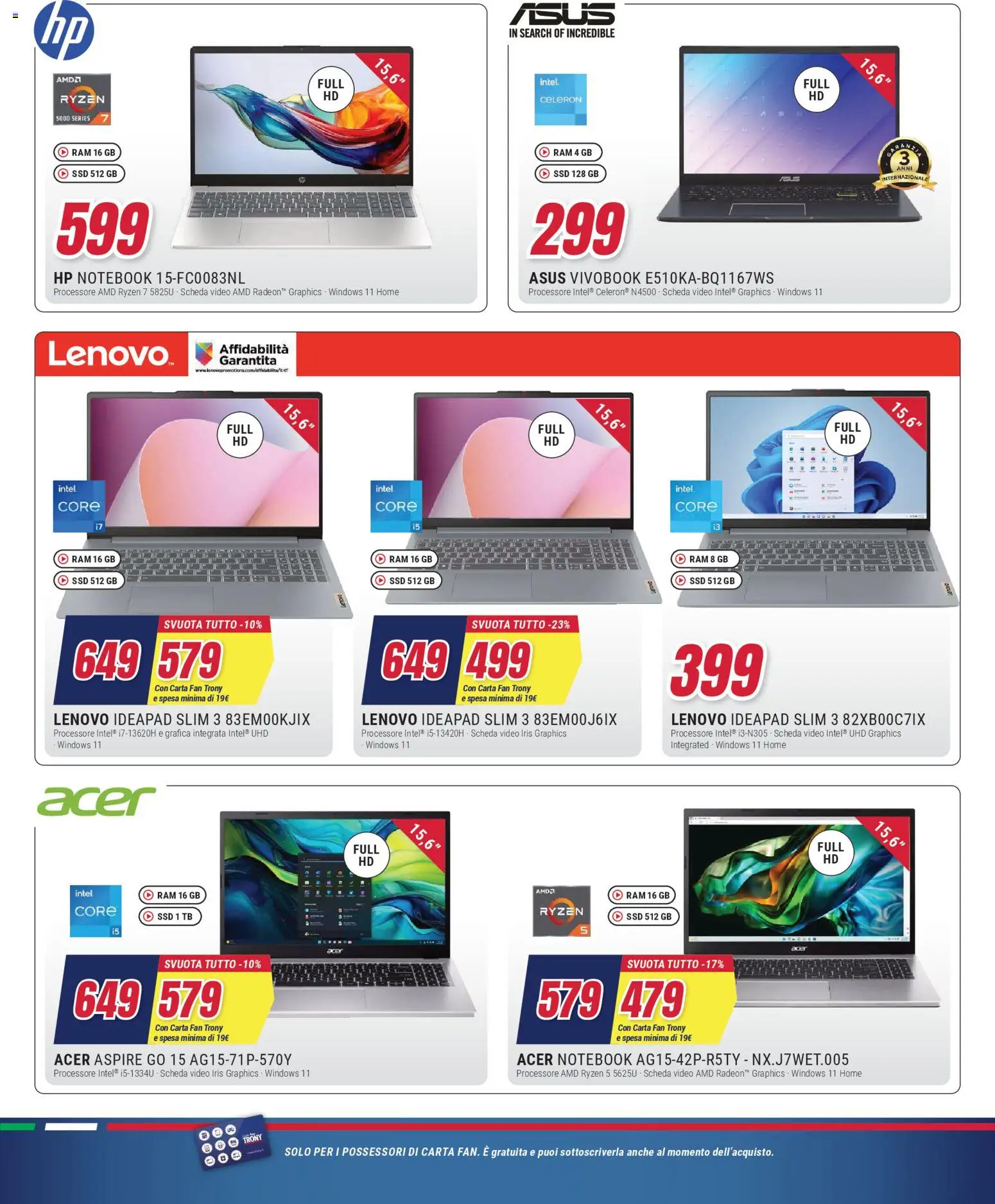 Volantino Trony del 15.01.2026 | Pagina: 8 | Prodotti: Notebook, Video, Fan