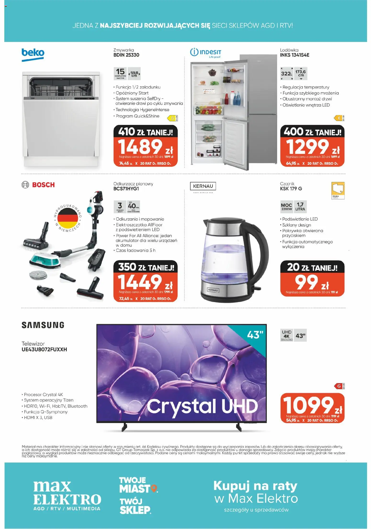 Max elektro gazetka od 02.03.2026 | Strona: 12 | Produkty: Telewizor, USB, Zmywarka, Czajnik