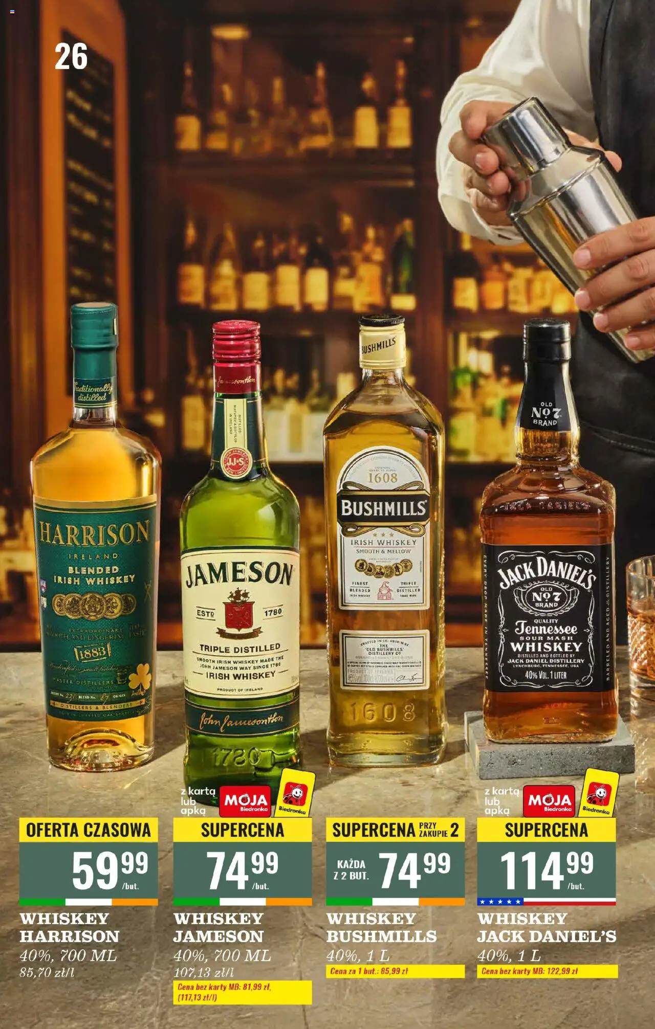 Biedronka gazetka - Czas na toast od 06.10.2025 | Strona: 26 | Produkty: Karta, Jameson, Jack Daniel's