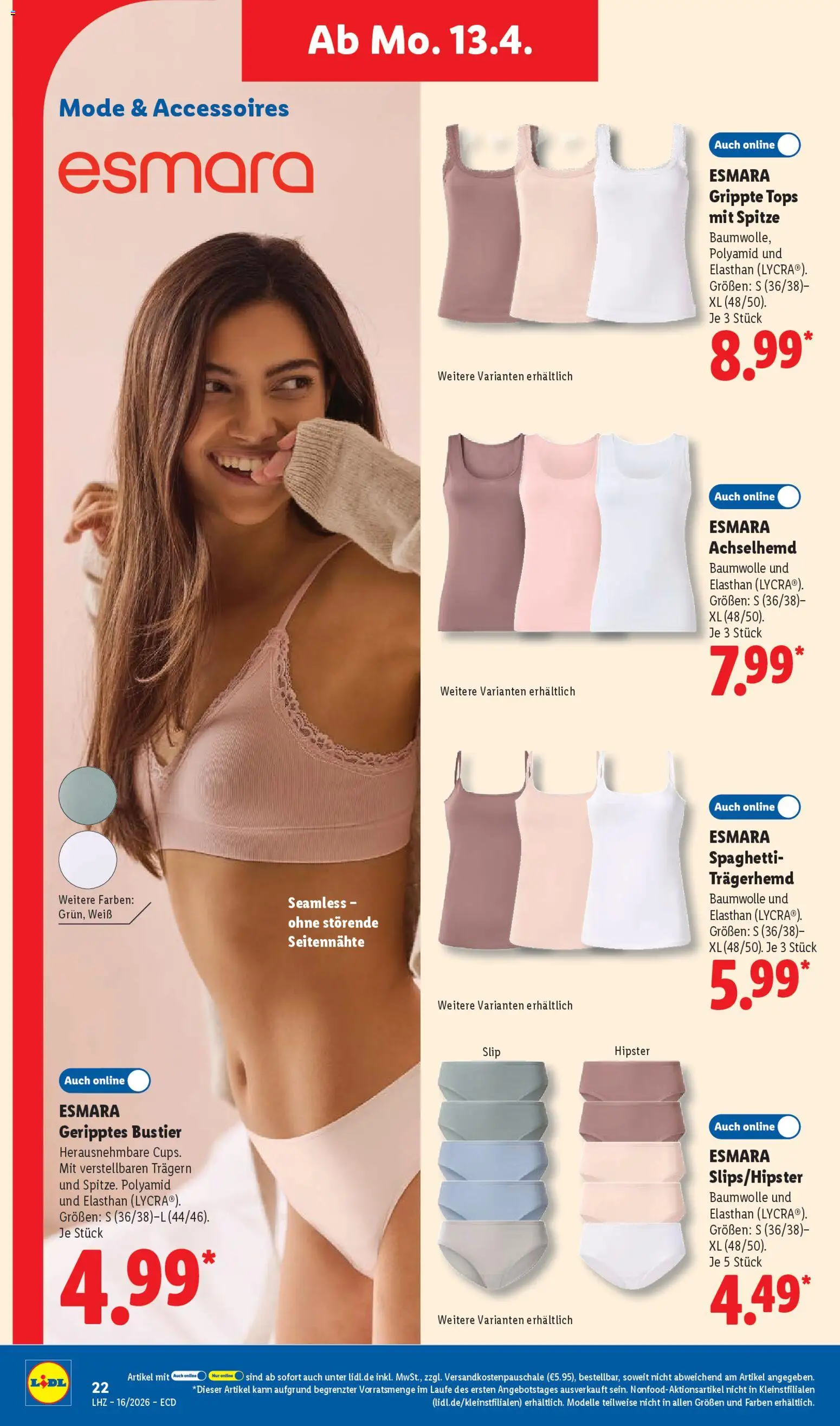 Lidl Prospekt – gültig ab 13.04.2026 | Seite: 40 | Produkte: Trägerhemd, Slip