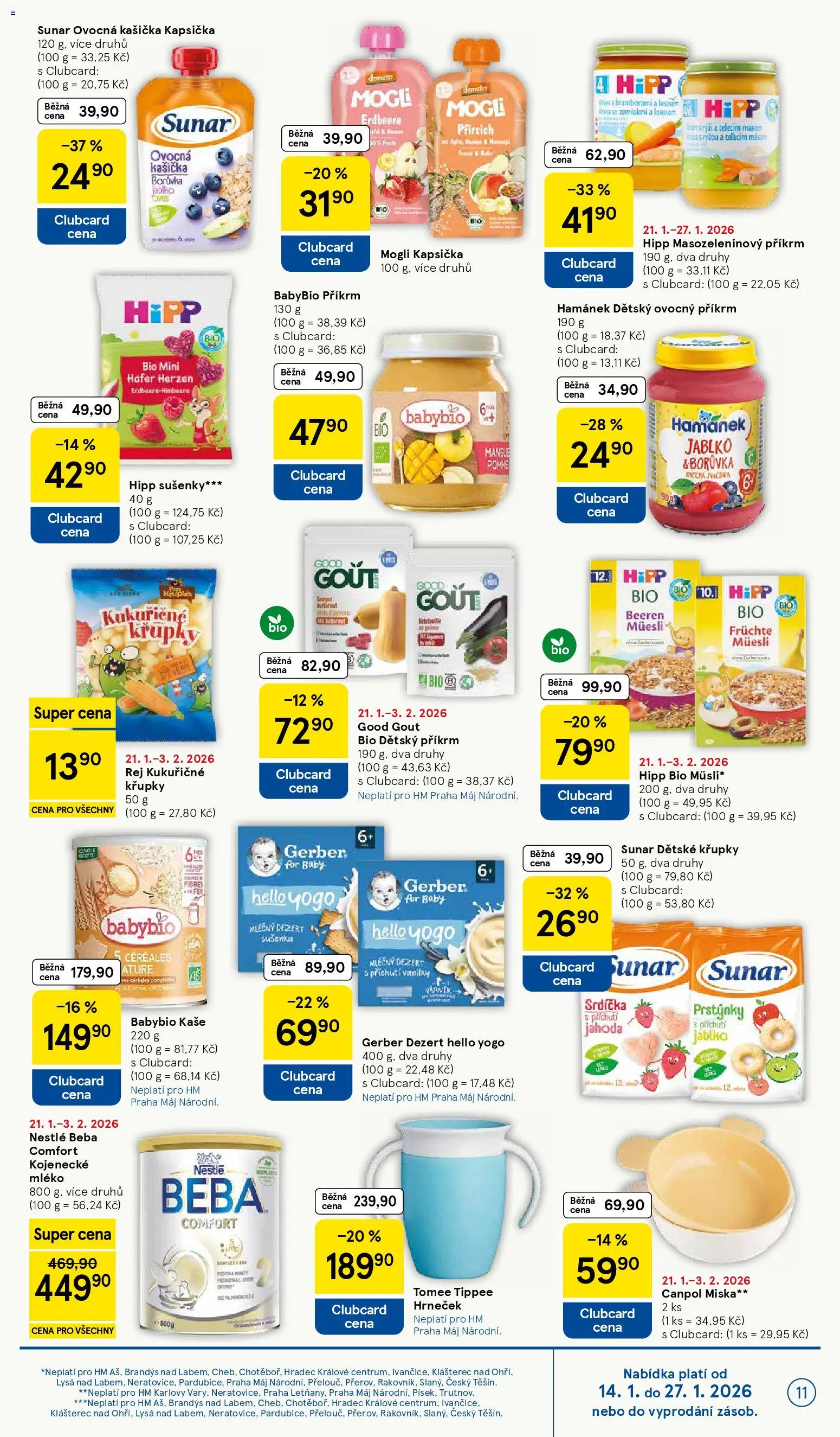 Tesco leták - Hypermarket od 21.01.2026 | Strana: 11 | Produkty: Sunar, Beba, Miska, Sušenky