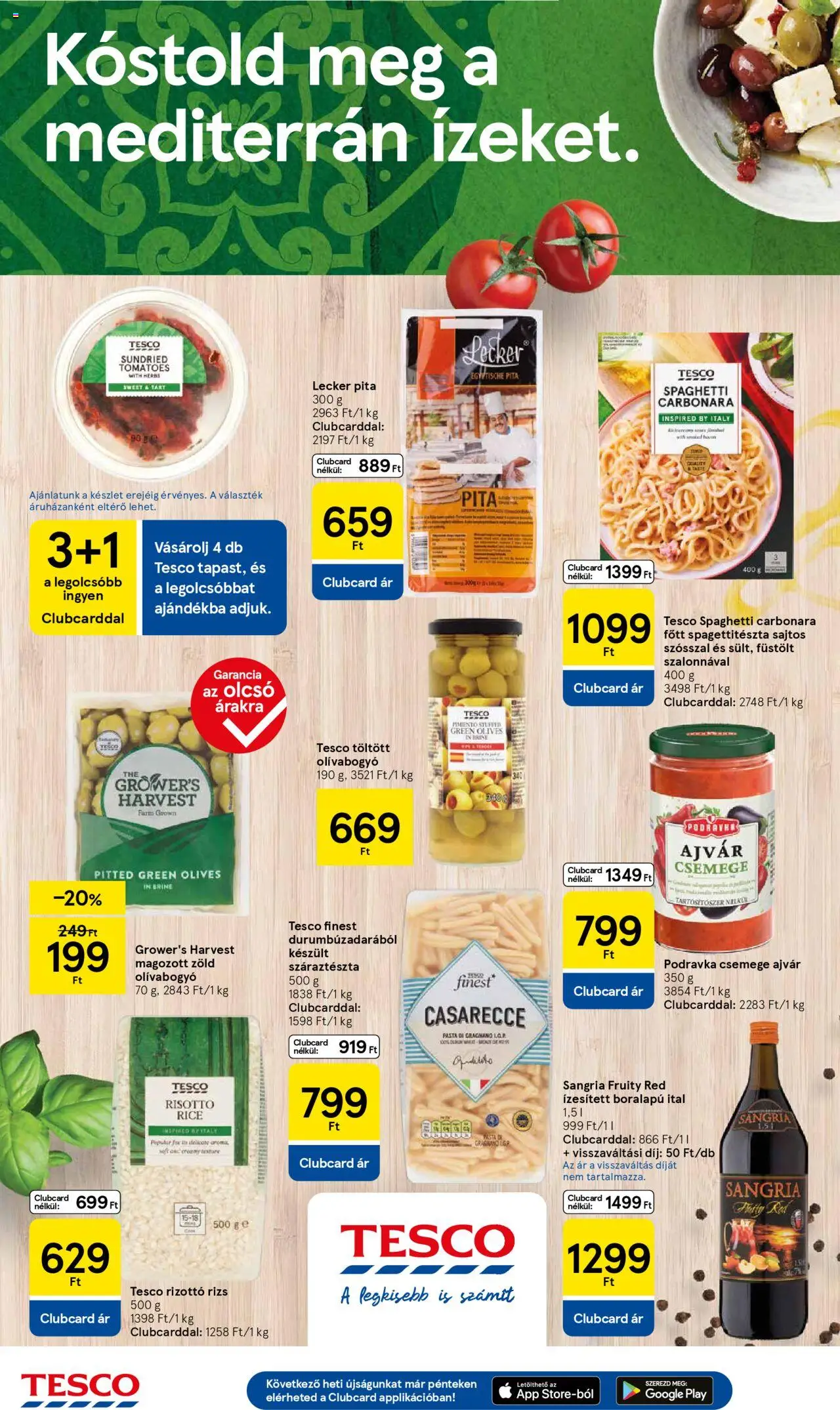 Tesco akciós ujság - amely érvényes a következő dátumtól: 11.09.2025 | Oldal: 4 | Termékek: Sangria, Ajvár, Pita, Olívabogyó