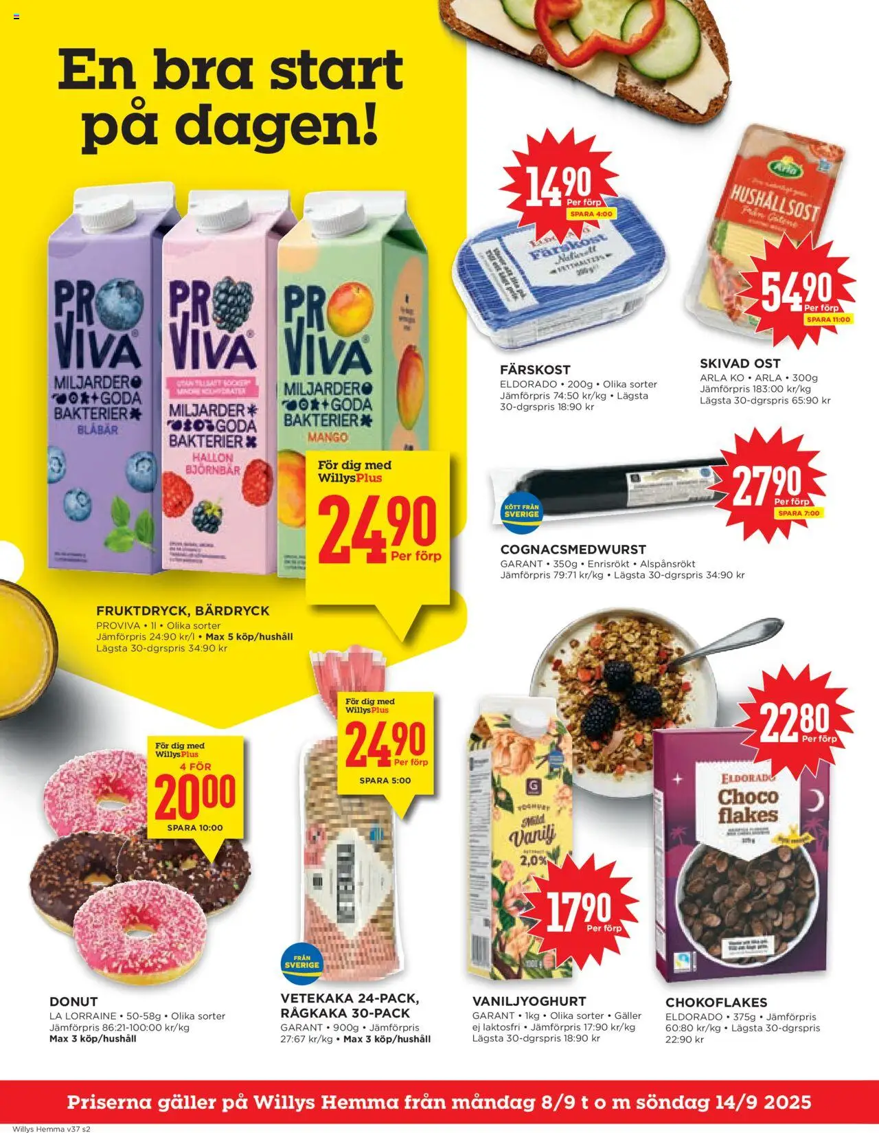 Willys reklamblad aktuell från 08.09.2025 | Sida: 2 | Produkter: Ost, Mango, Hallon, Blåbär