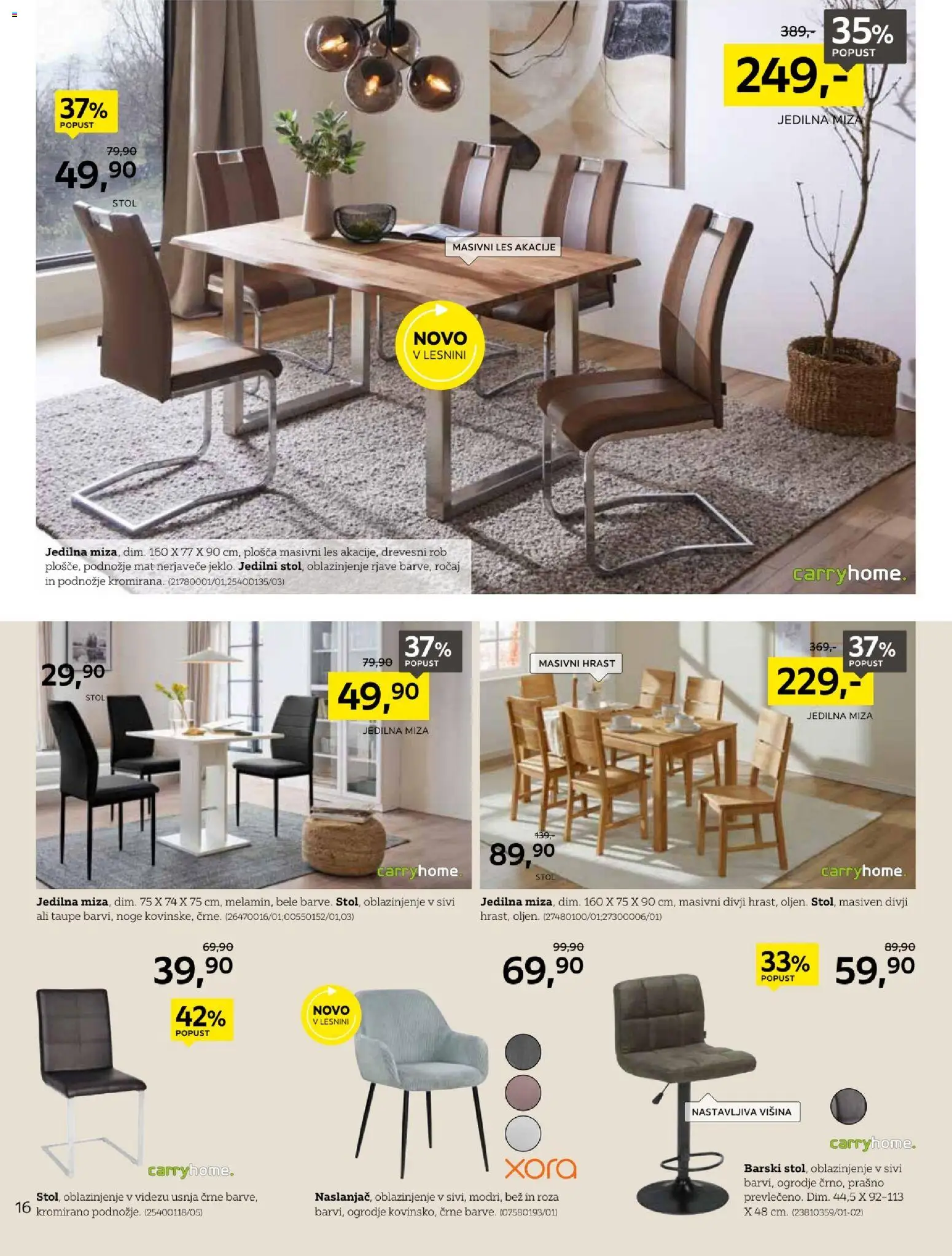 Novi XXXL Lesnina katalog ponudbe – veljaven od 16.03.2026 | Stran: 16 | Izdelki: Jedilna miza, Miza, Stol