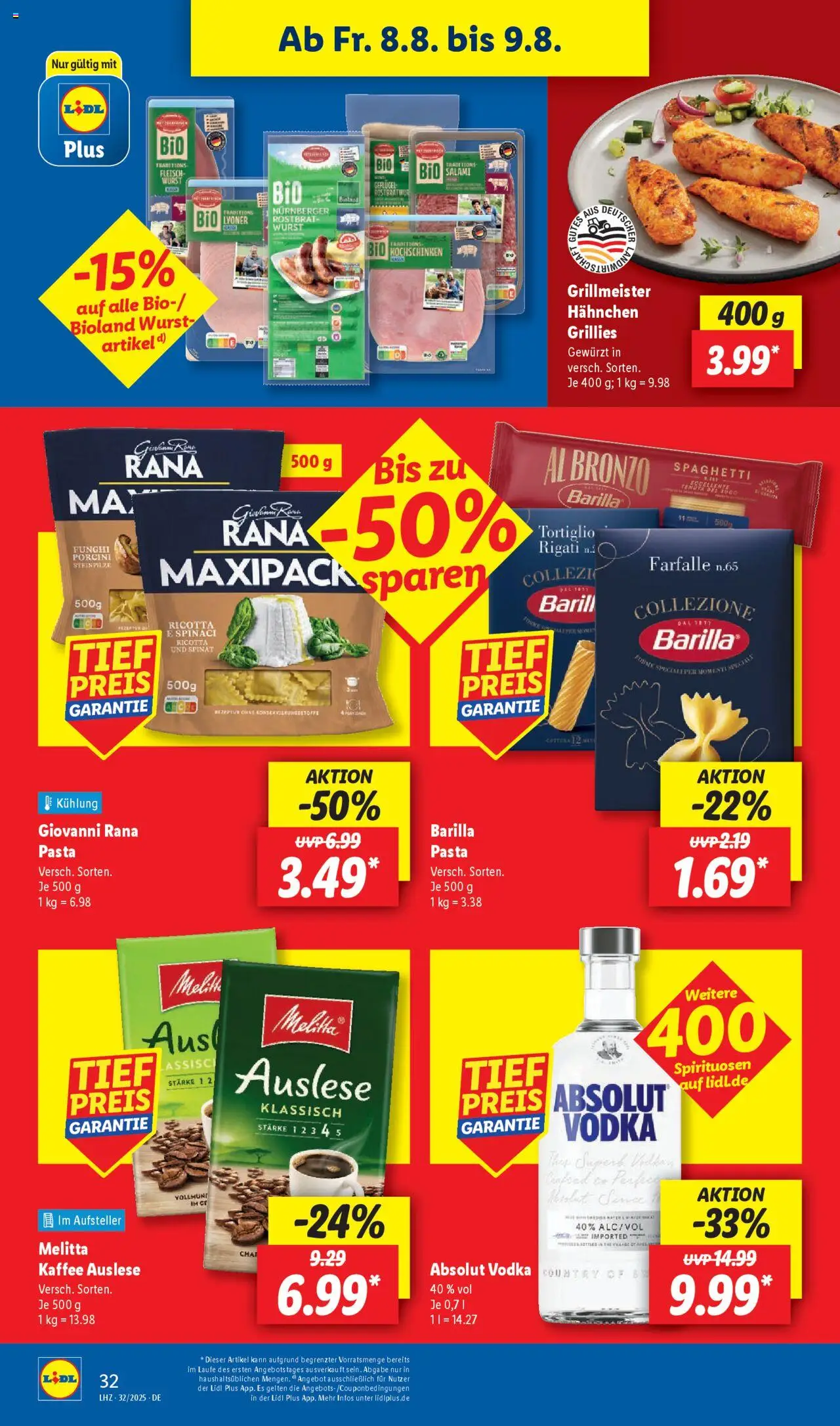 Lidl Prospekt Solingen - gültig ab dem 04.08.2025 | Seite: 58 | Produkte: Melitta, Salami, Vodka, Fleisch