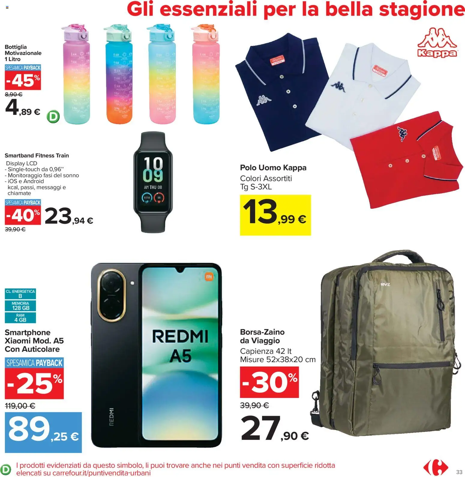 Volantino Carrefour del 24.03.2026 | Pagina: 33 | Prodotti: Xiaomi, Polo, Smartphone, Bottiglia