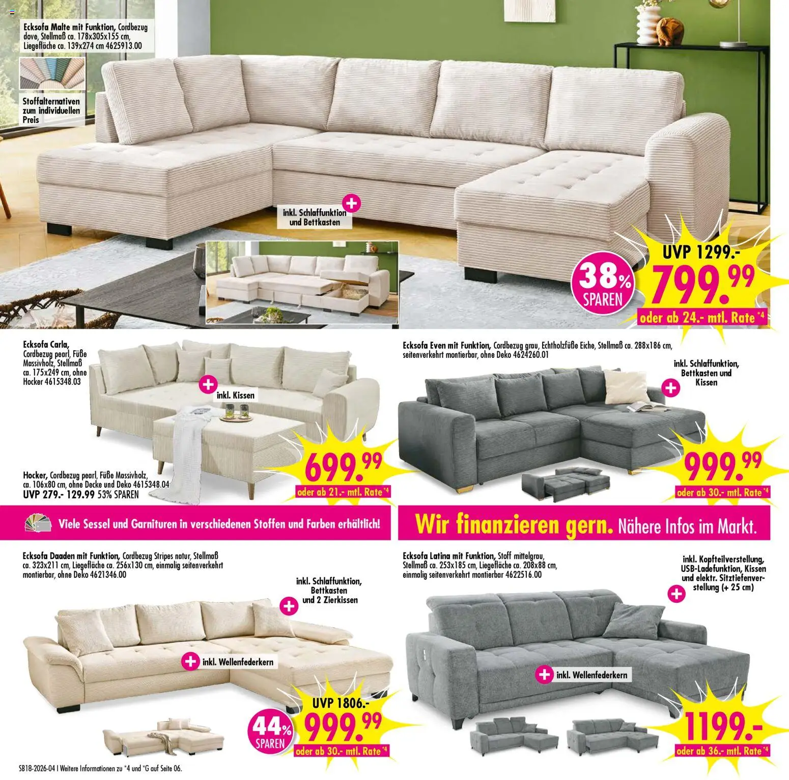 SB Möbel Boss Prospekt 	 – gültig ab 25.04.2026 | Seite: 4 | Produkte: Ecksofa, Kissen, Decke, Sessel