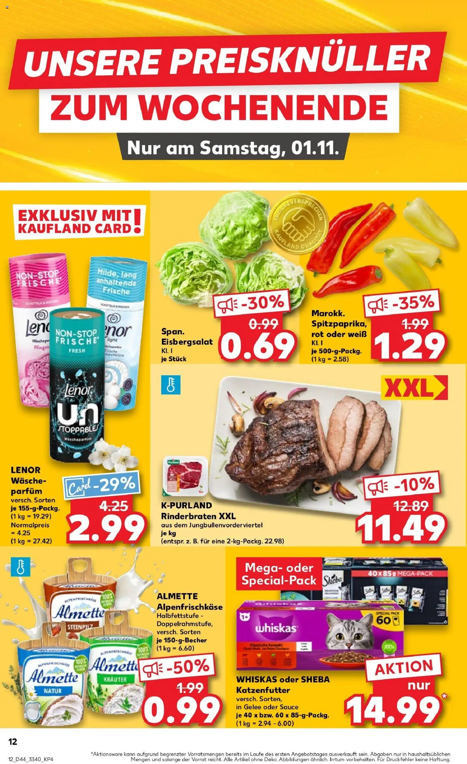 Kaufland prospekt Zwickau	 – gültig ab 30.10.2025 | Seite: 12 | Produkte: Lenor, Sheba, Parfüm, Eisbergsalat
