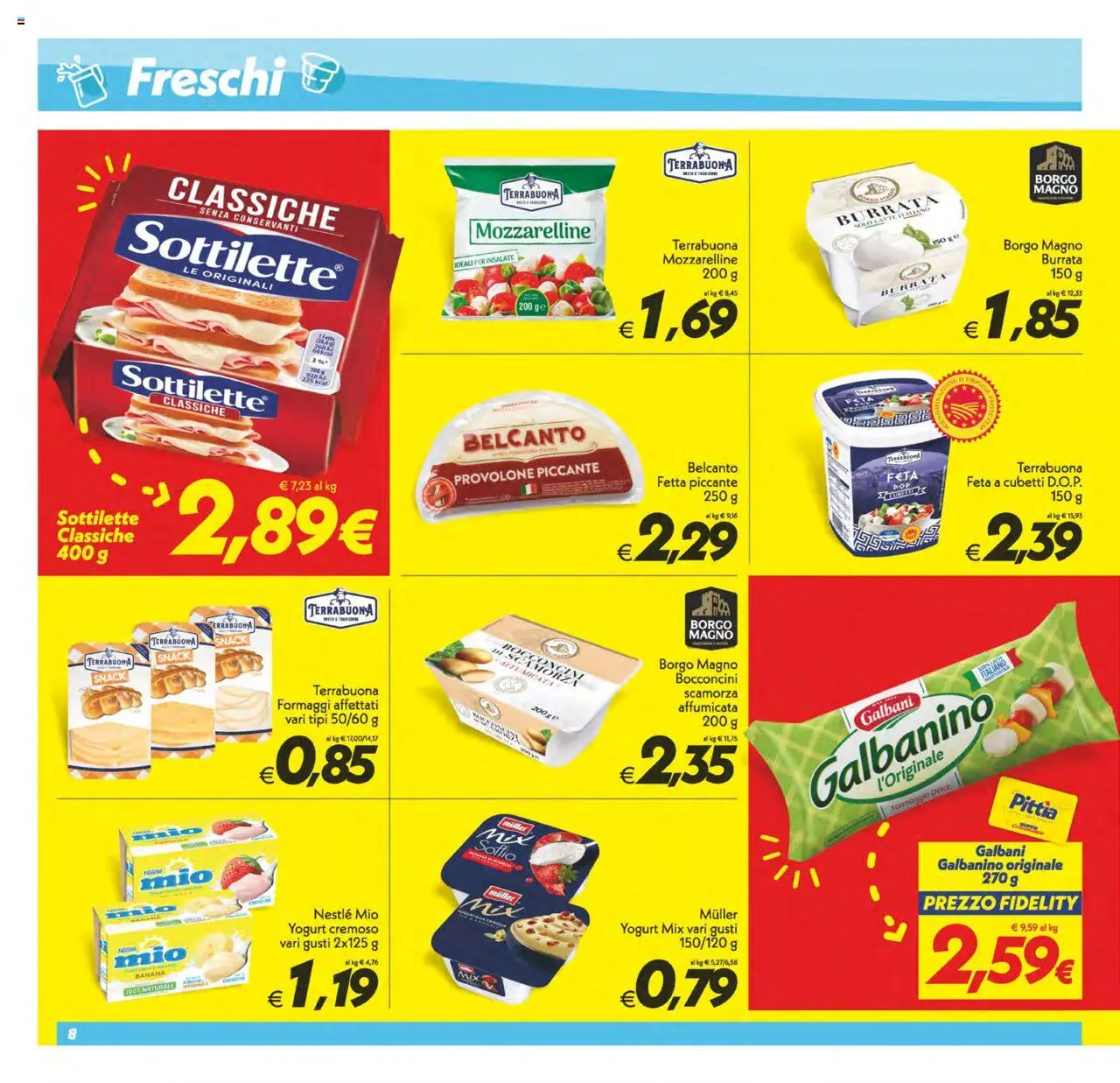 Volantino SuperConveniente del 22.08.2025 | Pagina: 8 | Prodotti: Provolone, Formaggio, Feta, Burrata