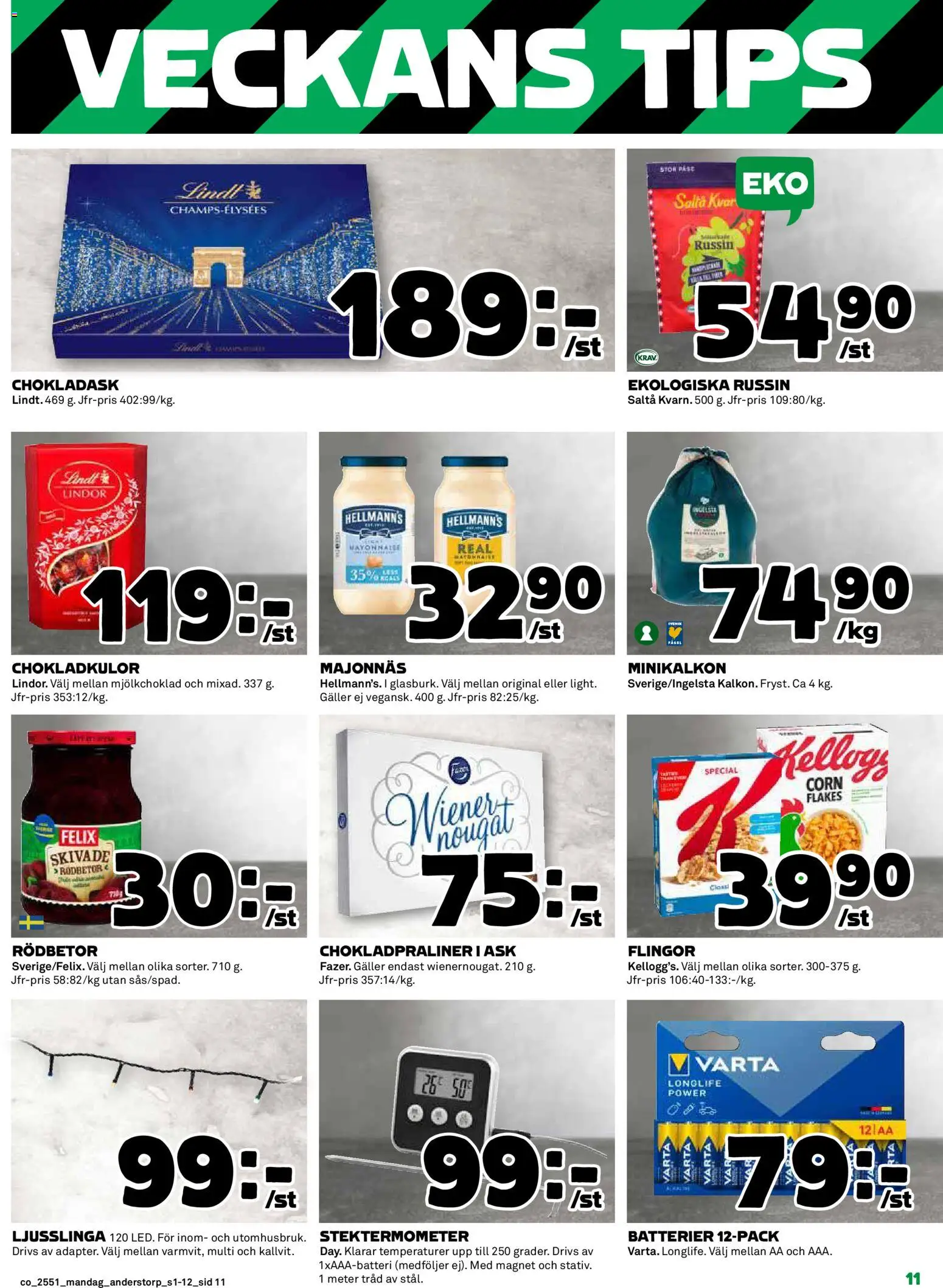 Coop reklamblad aktuell från 15.12.2025 | Sida: 11 | Produkter: Batterier, Galler, Majonnäs, Magnet