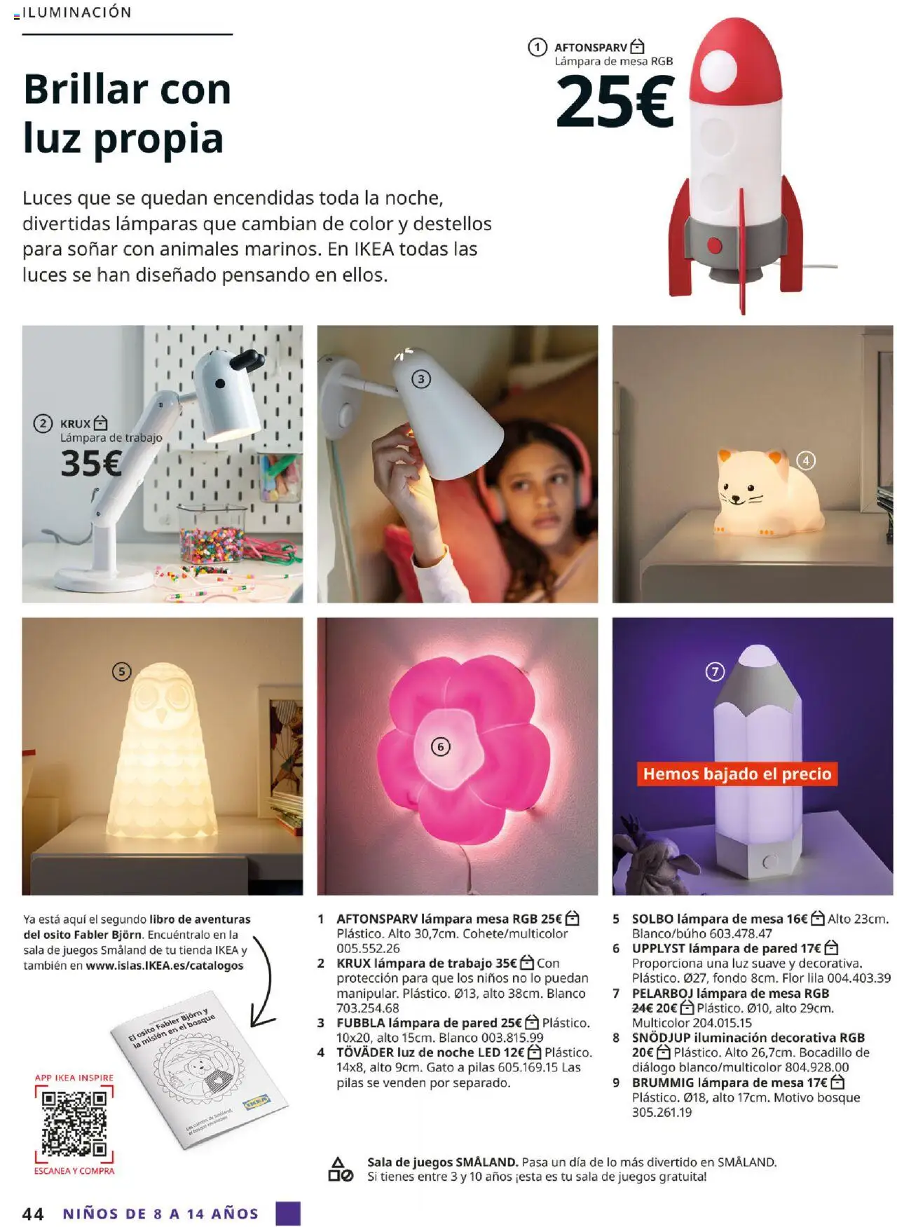 Catálogo IKEA y los niños │ válido desde el 01.09.2025 | Página: 44 | Productos: Galette de chaise, Mesa, Απορρυπαντικό ρούχων σε σκόνη, Lámpara