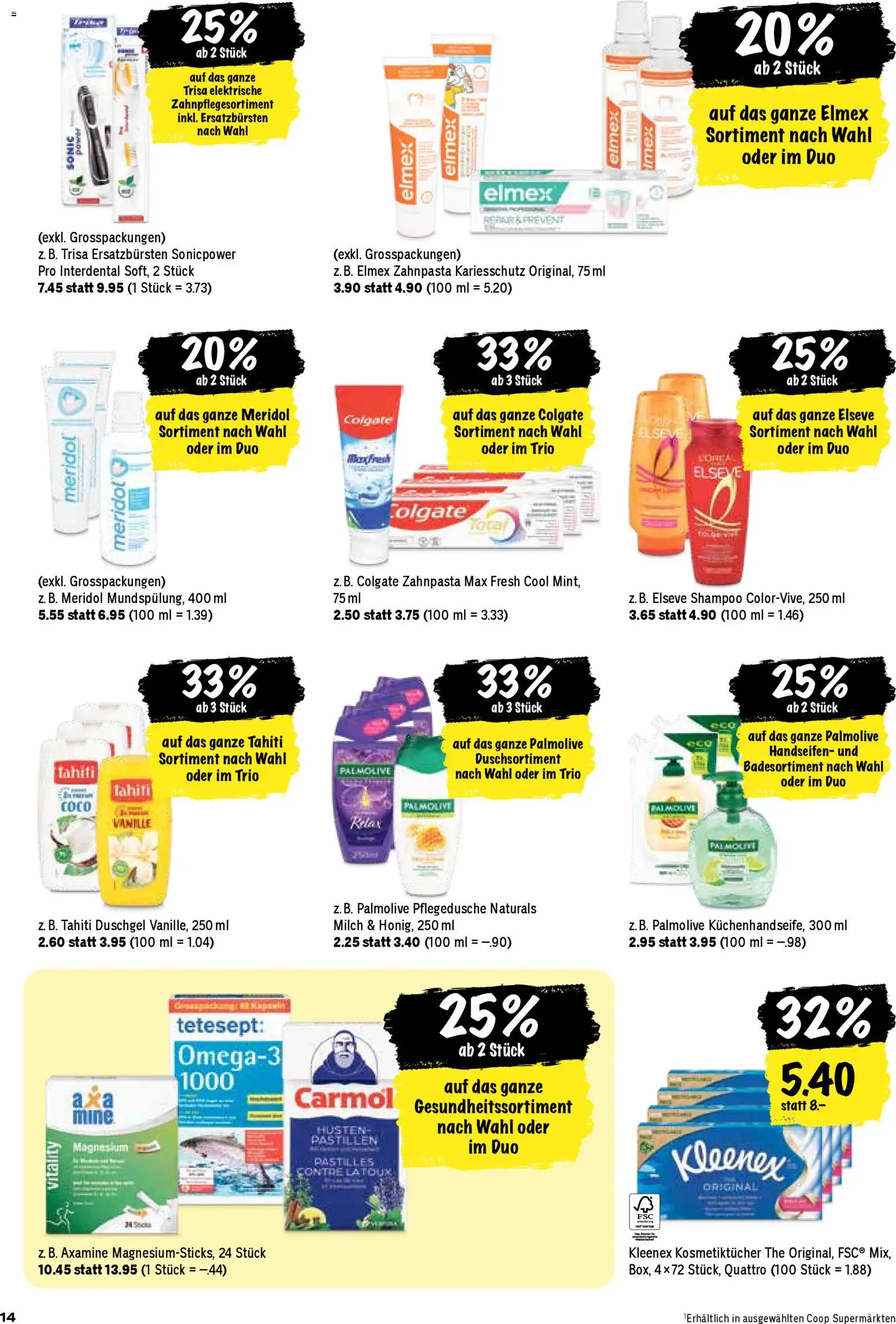 Coop Aktionen – gültig ab 15.01.2026 | Seite: 14 | Produkte: Shampoo, Duschgel, Milch, Shower Gel