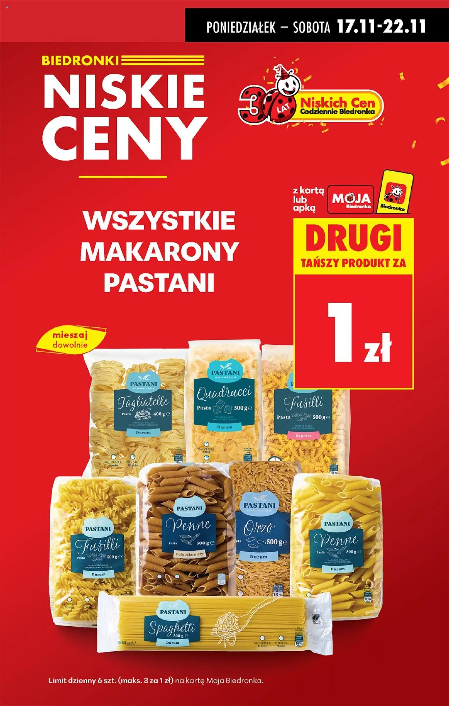 Biedronka gazetka od 17.11.2025 | Strona: 20 | Produkty: Penne, Makarony, Tagliatelle, Makaron