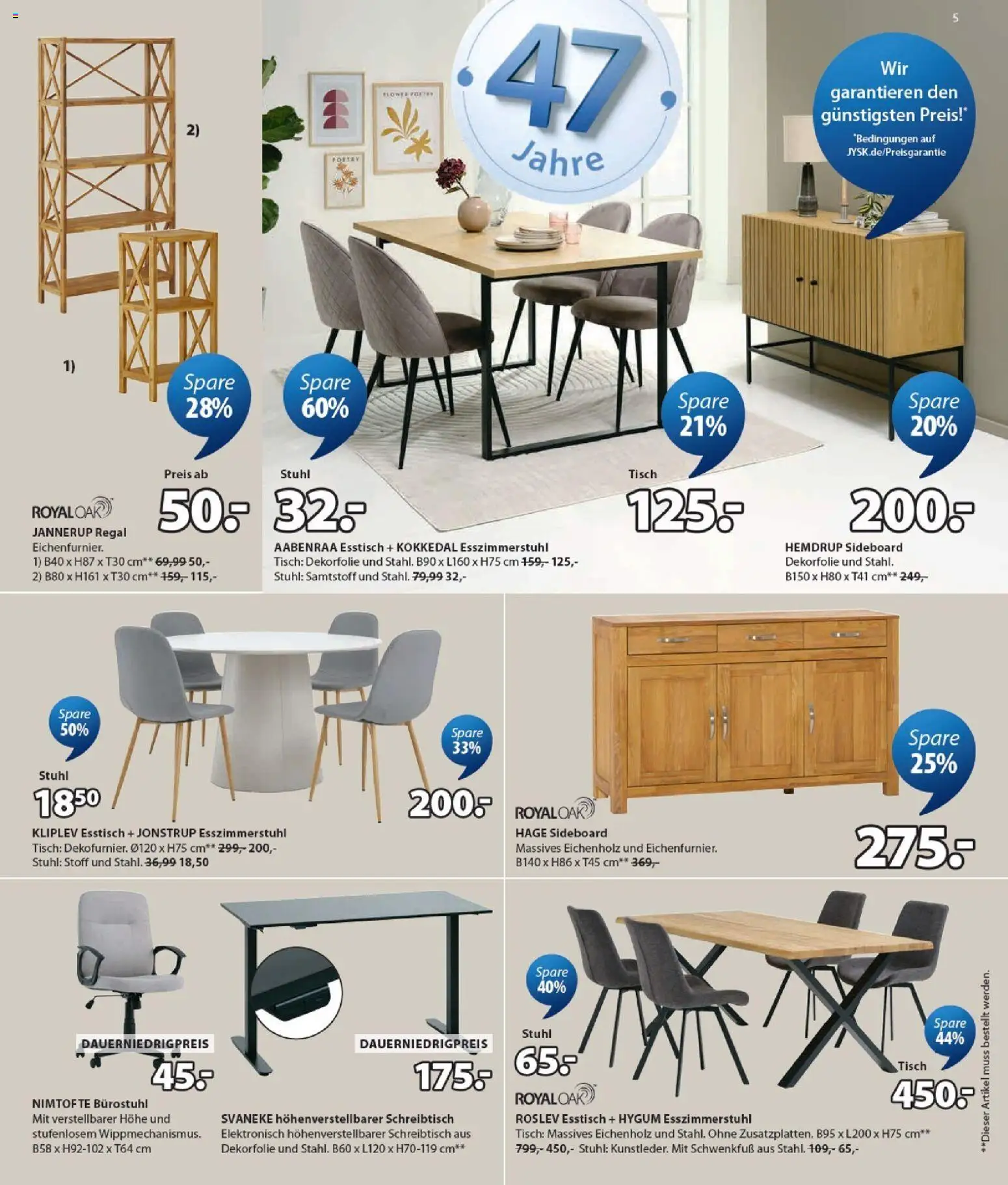 JYSK Prospekt 	 – gültig ab 21.03.2026 | Seite: 5 | Produkte: Sideboard, Esstisch, Regal, Stuhl