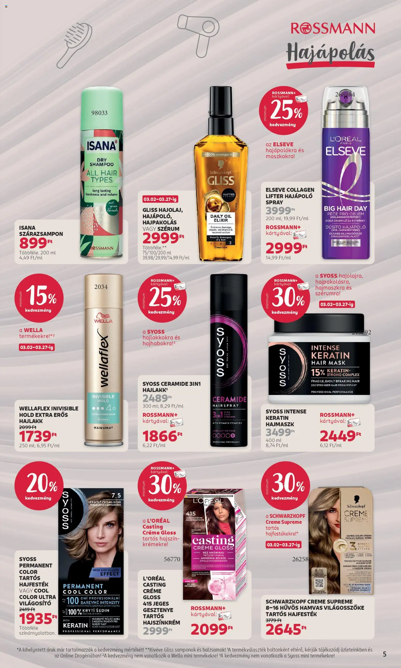 Rossmann akciós ujság - amely érvényes a következő dátumtól: 02.03.2026 | Oldal: 5 | Termékek: Hajpakolás, Hajfesték, Kollagén, Hajmaszk