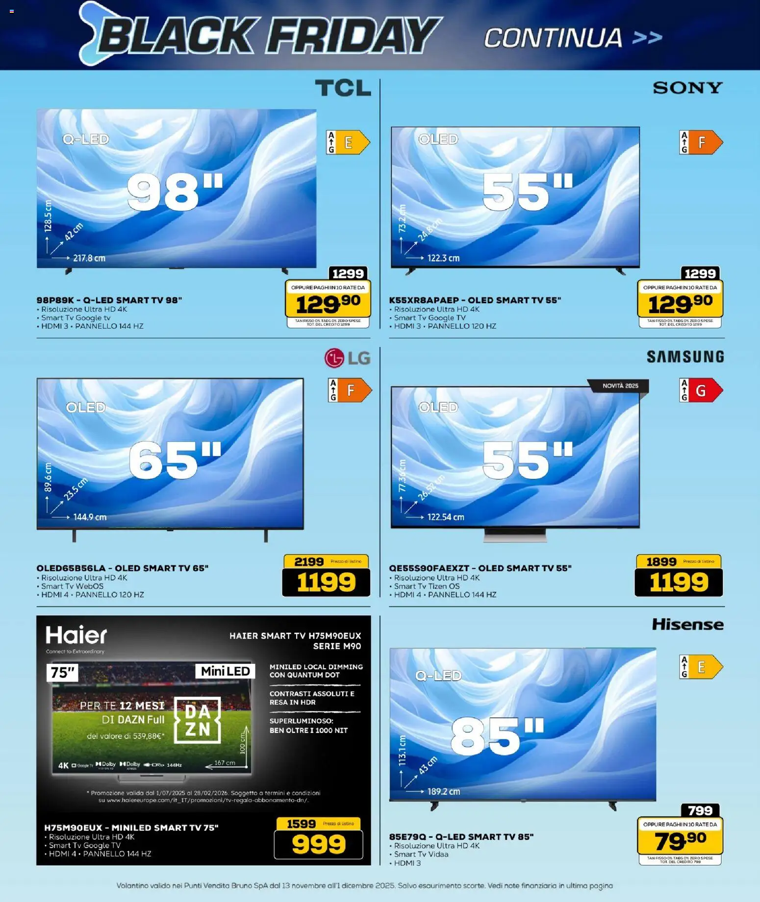 Volantino BRUNO del 13.11.2025 | Pagina: 26 | Prodotti: Tè, smart TV, TV, Samsung