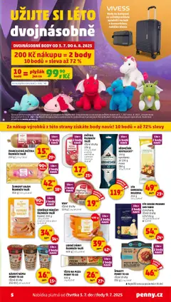 Penny Market leták - Čtvrtečník od 03.07.2025 | Strana: 5 | Produkty: Párky, Kufr, Špagety, Body