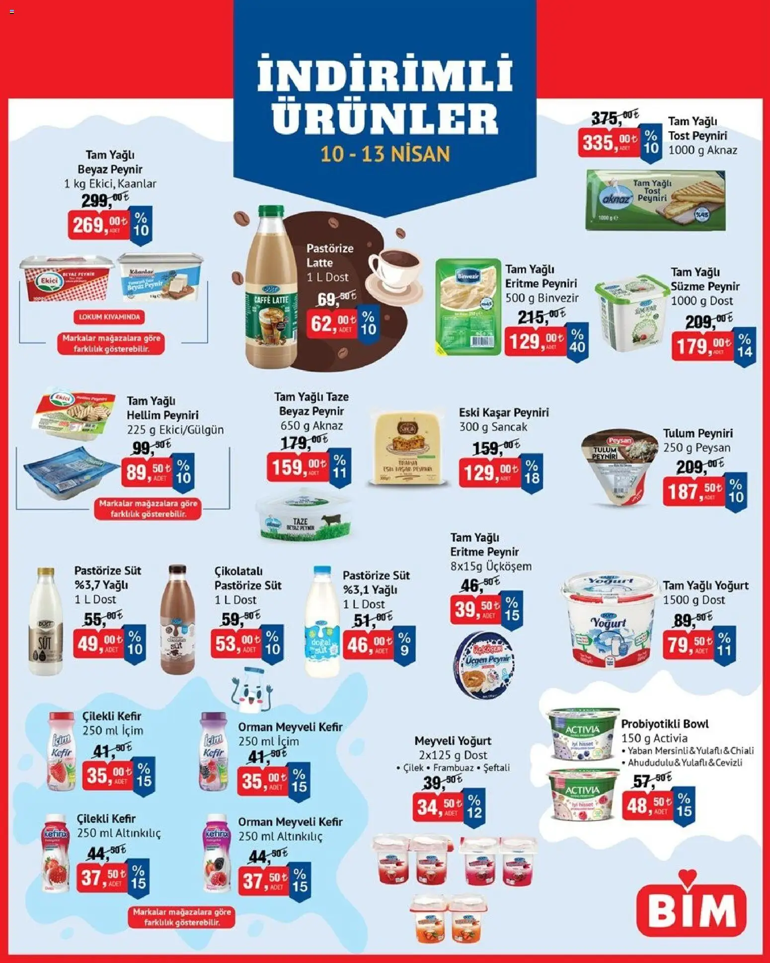 BİM - İndirimli Ürünler - 10.04.2026 tarihinden itibaren geçerlidir | Sayfa: 3 | Ürünler: Meyveli yoğurt, Peynir, Yoğurt, Çilek