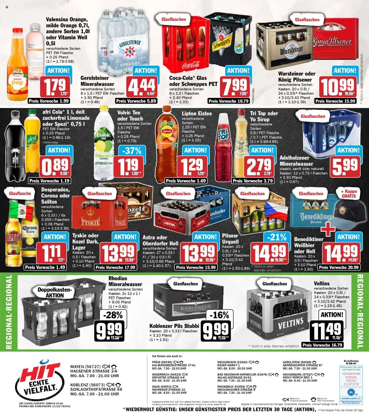 HIT - Rhineland-Palatinate - gültig ab dem 25.08.2025 | Seite: 19 | Produkte: Cola, Astra, Limonade, Volvic tee