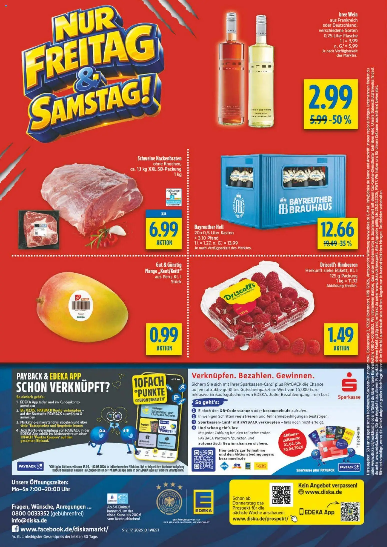 Diska - Diska Angebote Bayern KW17 – gültig ab 20.04.2026 | Seite: 12 | Produkte: Bayreuther hell, Bree, Wein, Uhr