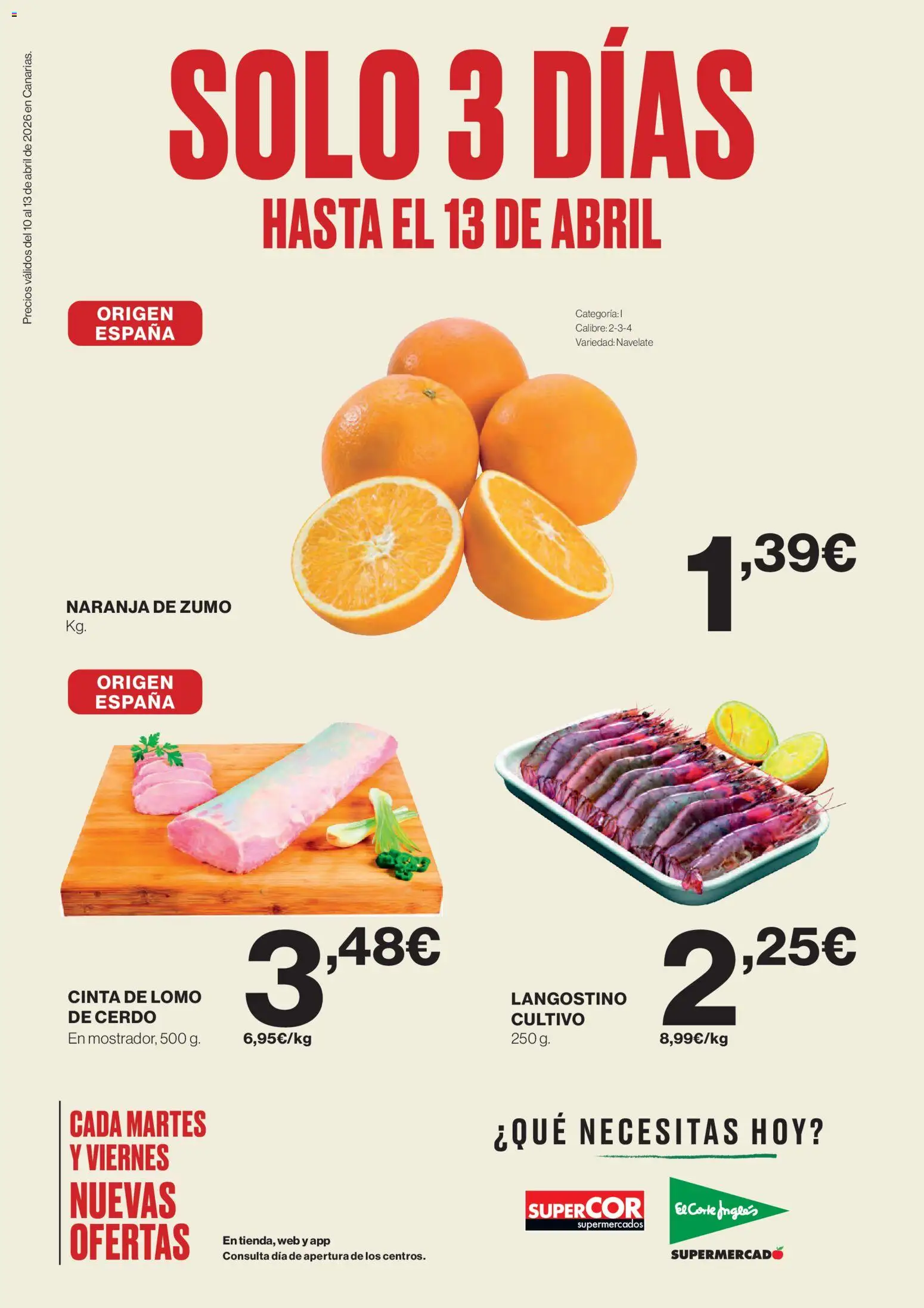 Supercor Canarias │ válido desde el 10.04.2026 | Página: 1 | Productos: Cerdo, Ροζ πιπέρι, Langostino