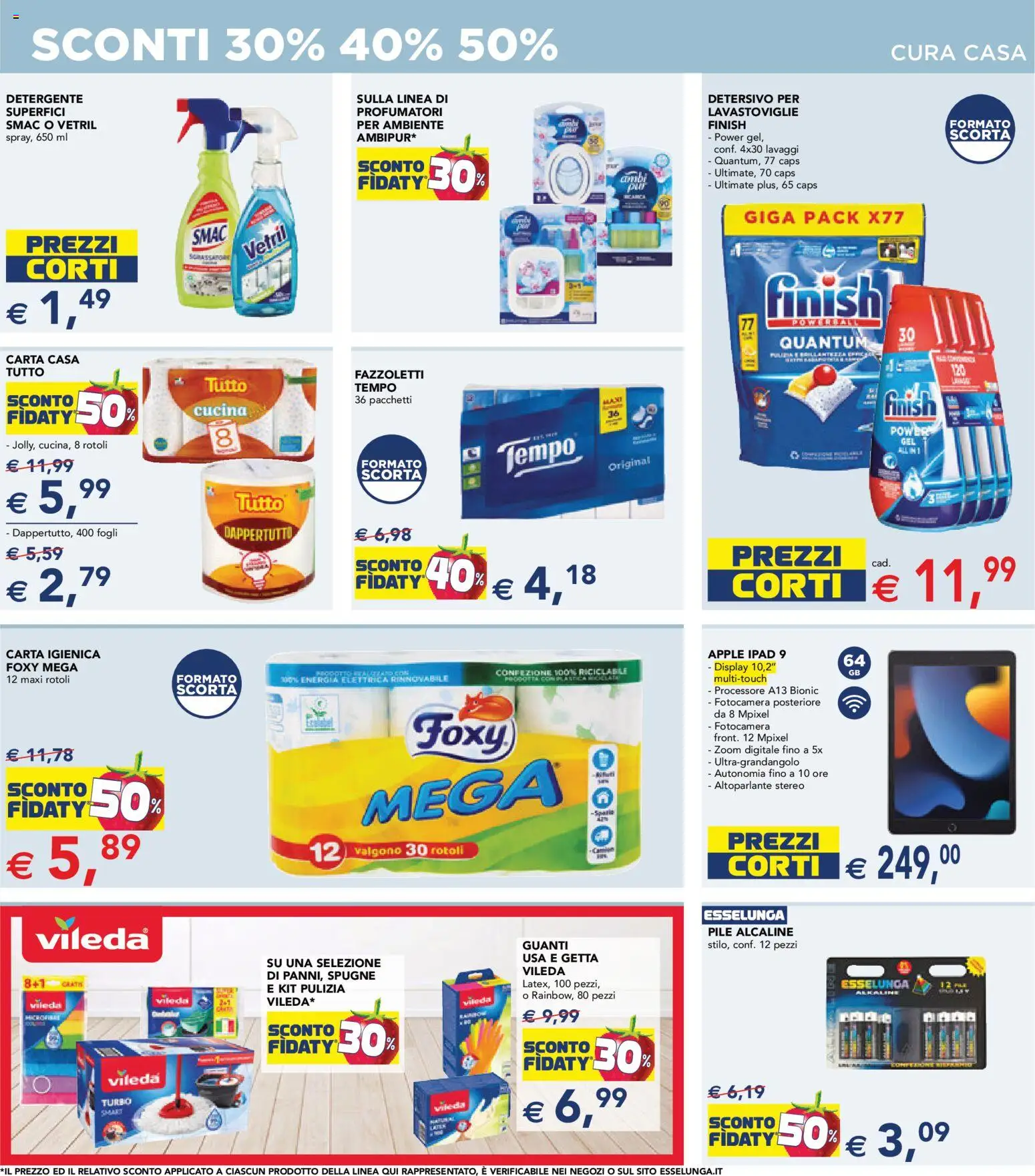 Volantino Esselunga S del 02.01.2026 | Pagina: 19 | Prodotti: Detergente, Fazzoletti, Guanti, Ipad