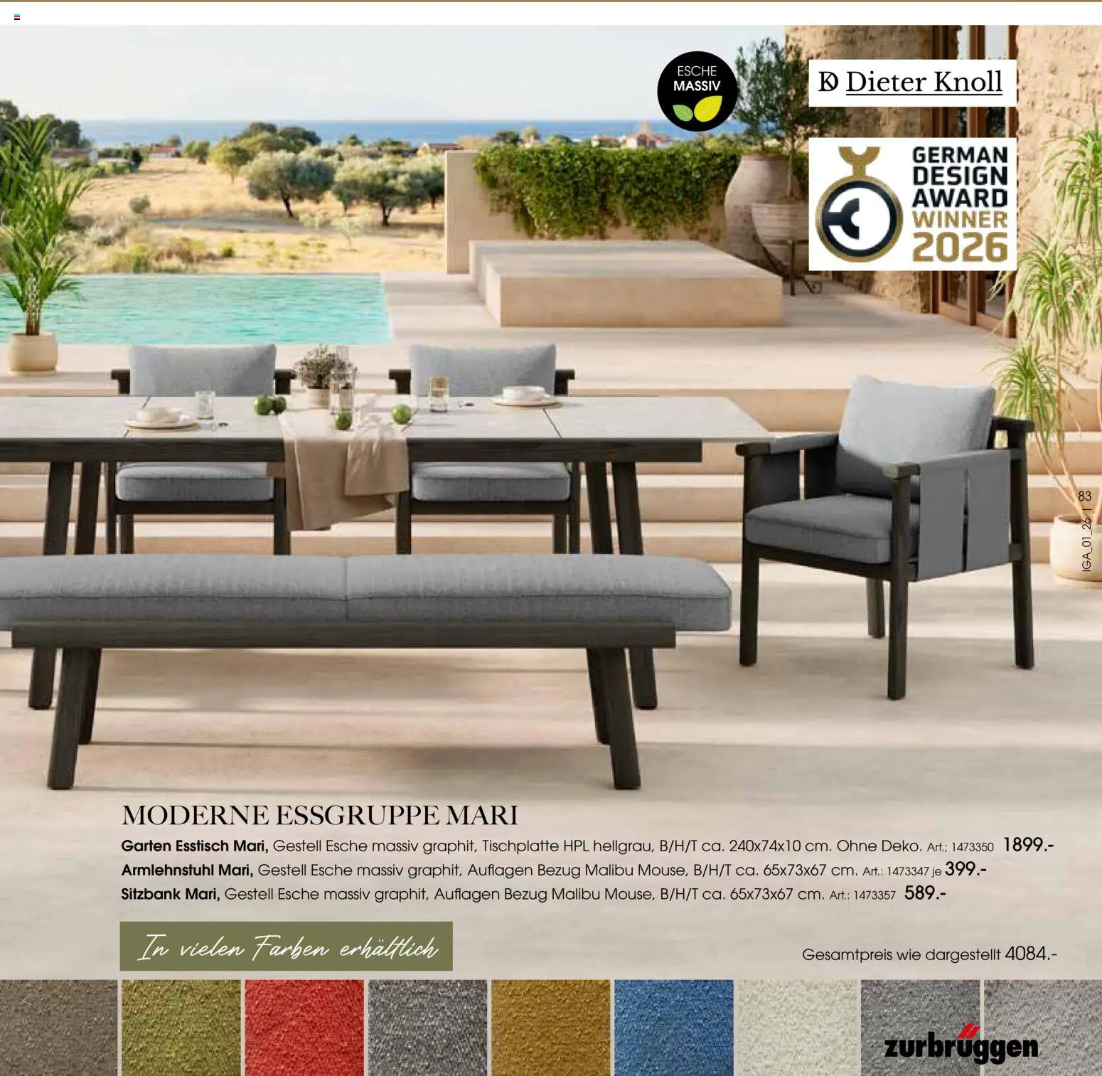 Zurbrüggen Sommer 2026 – gültig ab 19.03.2026 | Seite: 83 | Produkte: Esstisch, Sitzbank, Essgruppe