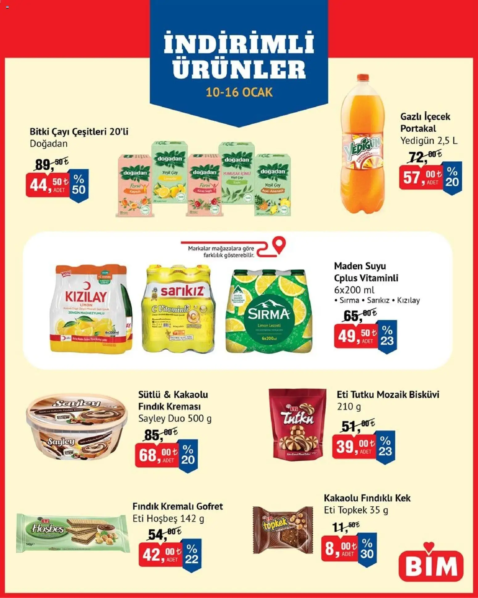 BİM İndirimli Ürünler - 10.01.2026 tarihinden itibaren geçerlidir | Sayfa: 1 | Ürünler: Gofret, Portakal, Fındık, Bisküvi