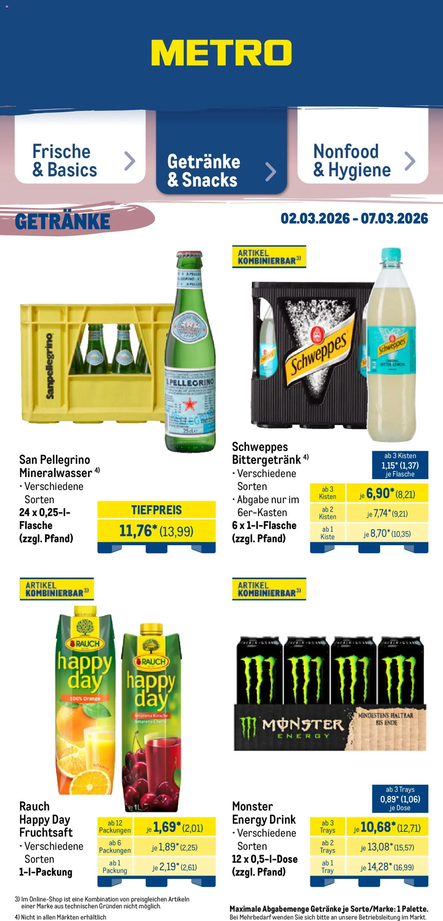Metro Prospekt 	 – gültig ab 02.03.2026 | Seite: 29 | Produkte: Schweppes, Mineralwasser, Monster, Fruchtsaft
